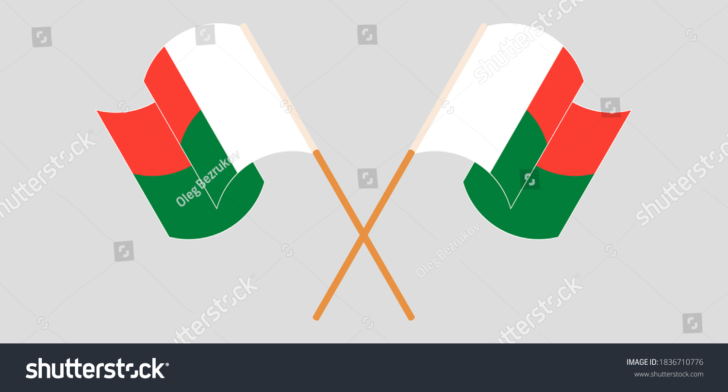 Crossed and waving flags of Madagascar - Royalty Free Stock Vector ...