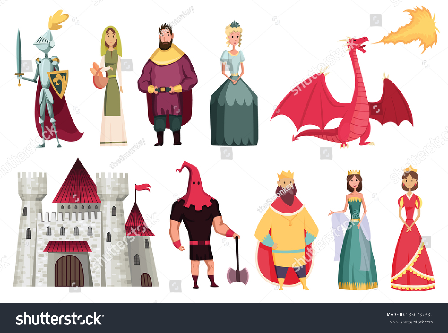 Medieval kingdom characters of middle ages - Royalty Free Stock Vector ...