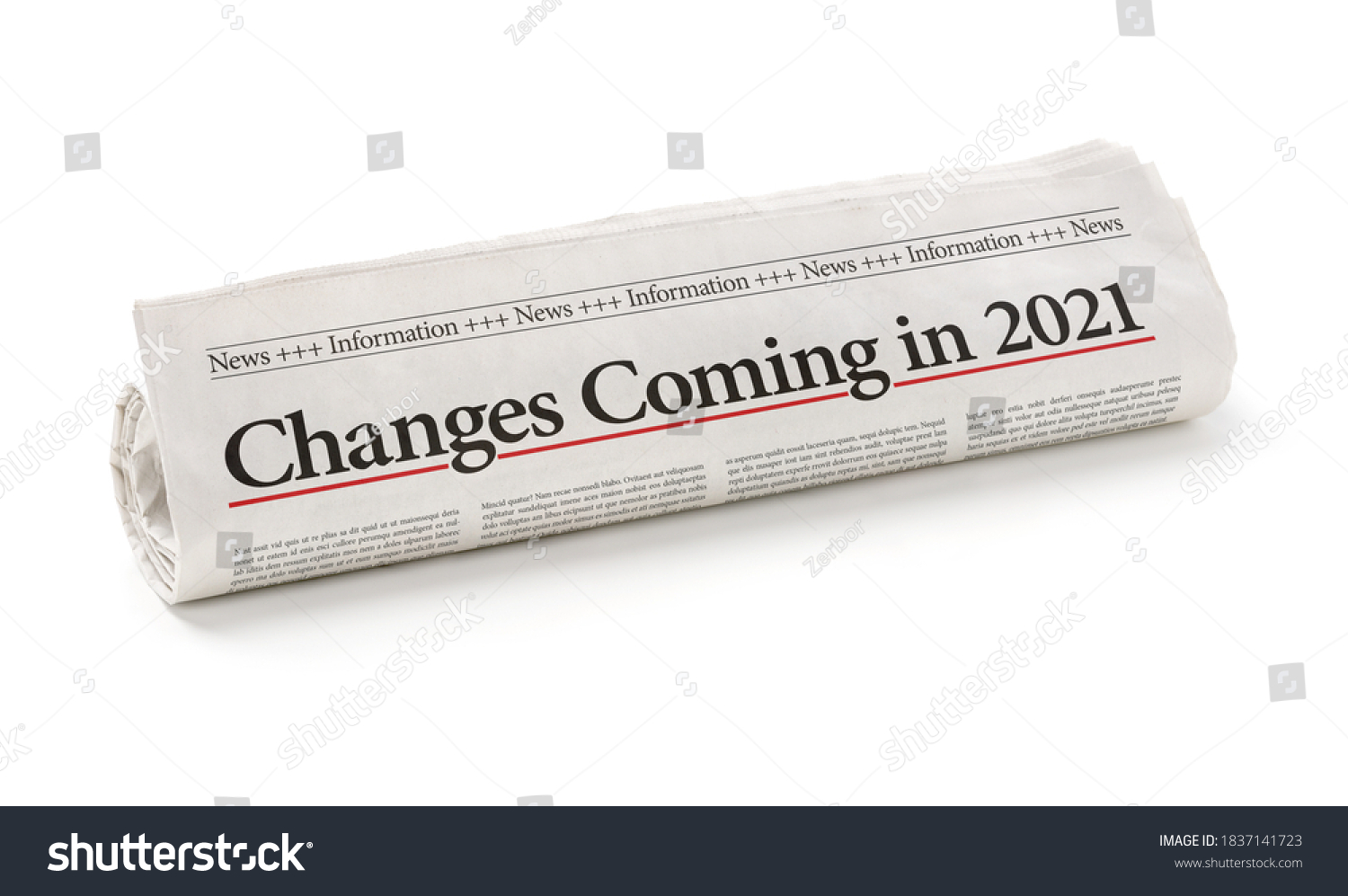 Rolled newspaper with the headline Changes coming in 2021 #1837141723