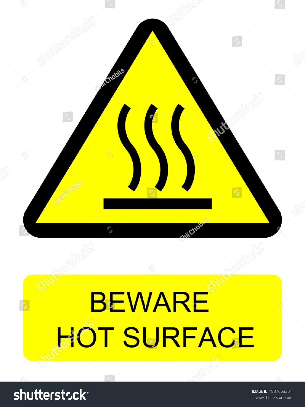 Beware hot surface sign isolated on white - Royalty Free Stock Photo ...