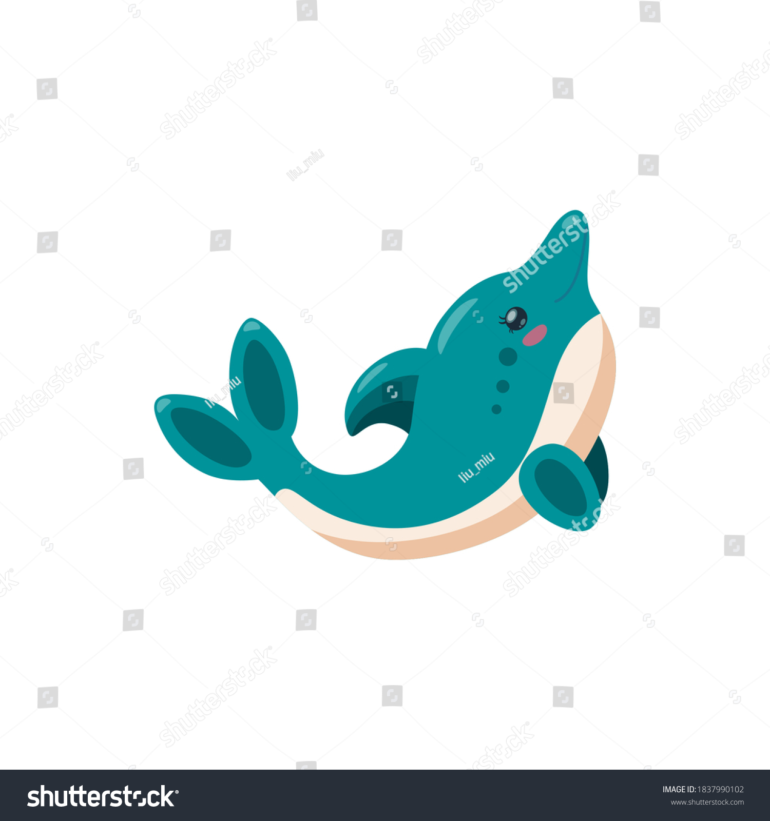 Dolphin Isolated In White Background Cute Royalty Free Stock Vector 1837990102