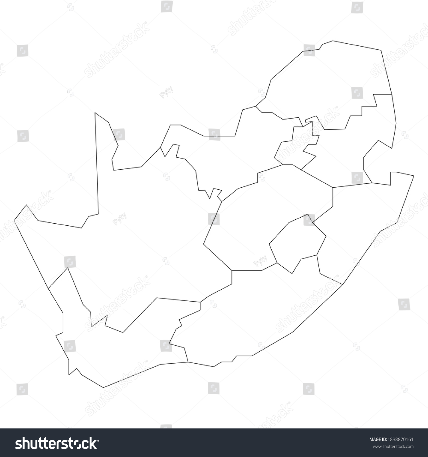 Blank political map of South Africe, RSA. - Royalty Free Stock Vector ...