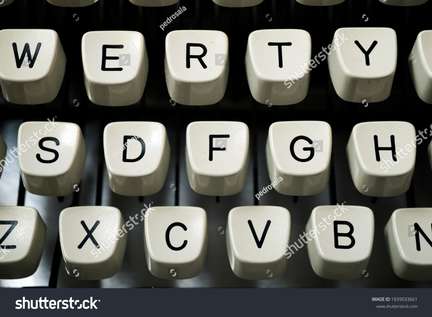 Detail of the keyboard of a vintage typewriter. #1839033661