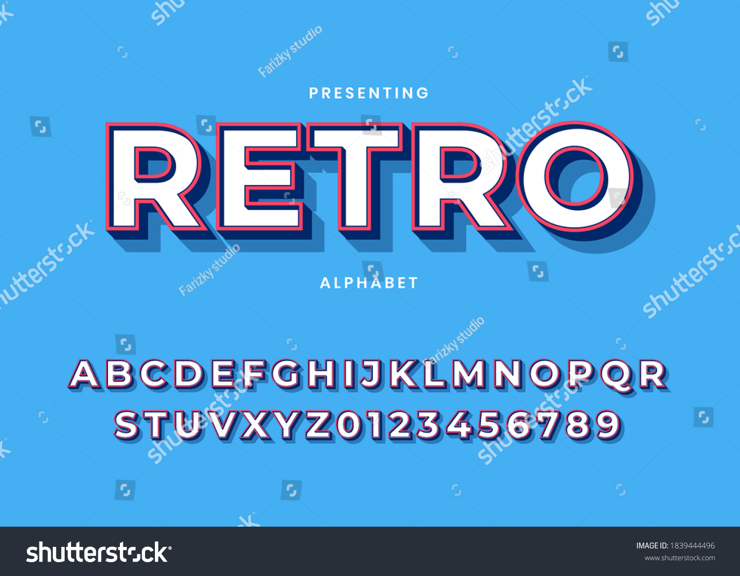 3d Bold Modern Typeface Vibrant Cool Style Royalty Free Stock Vector