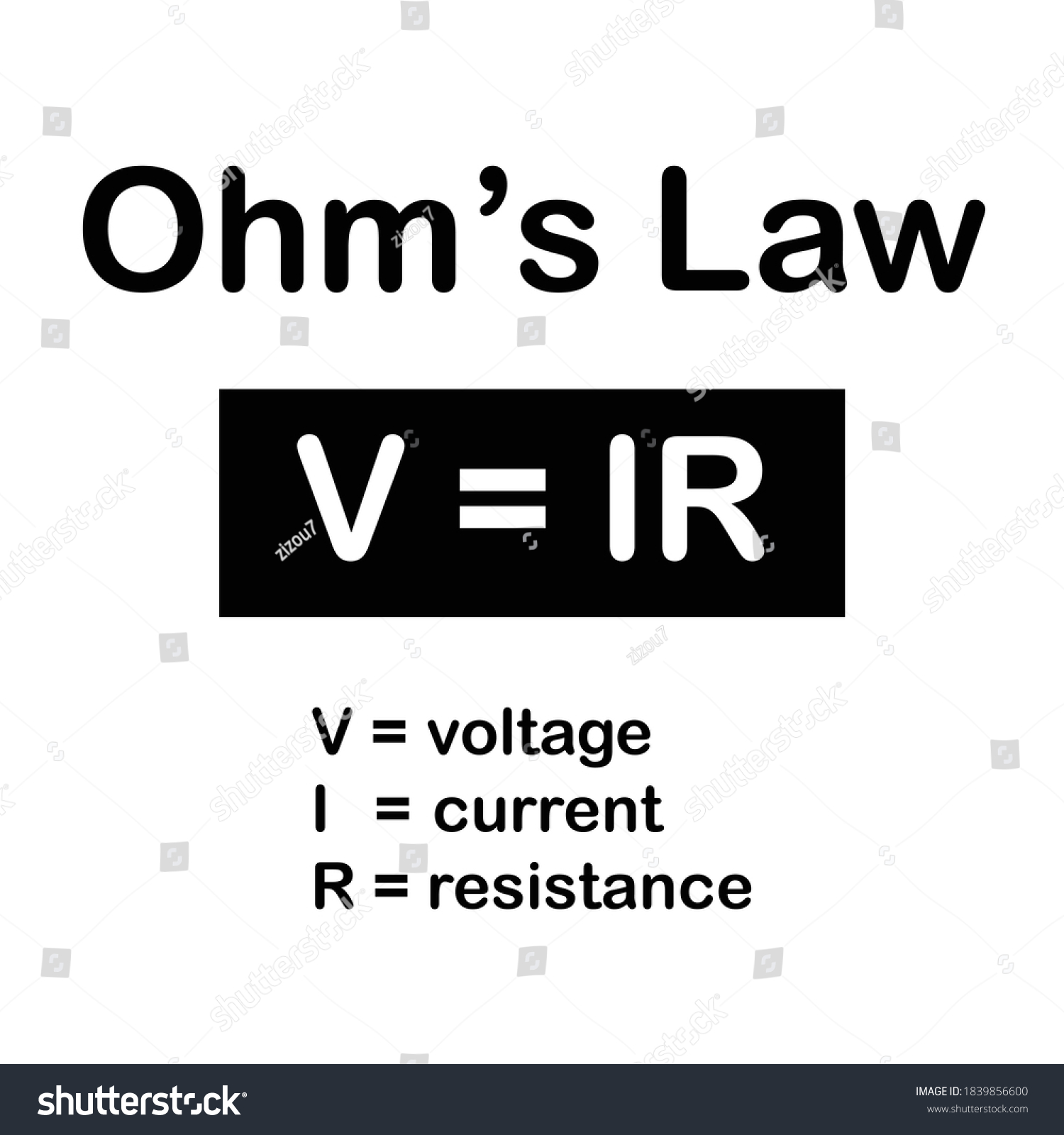 Ohm S Law Voltage Current And Resistance Royalty Free Stock Vector 1839856600