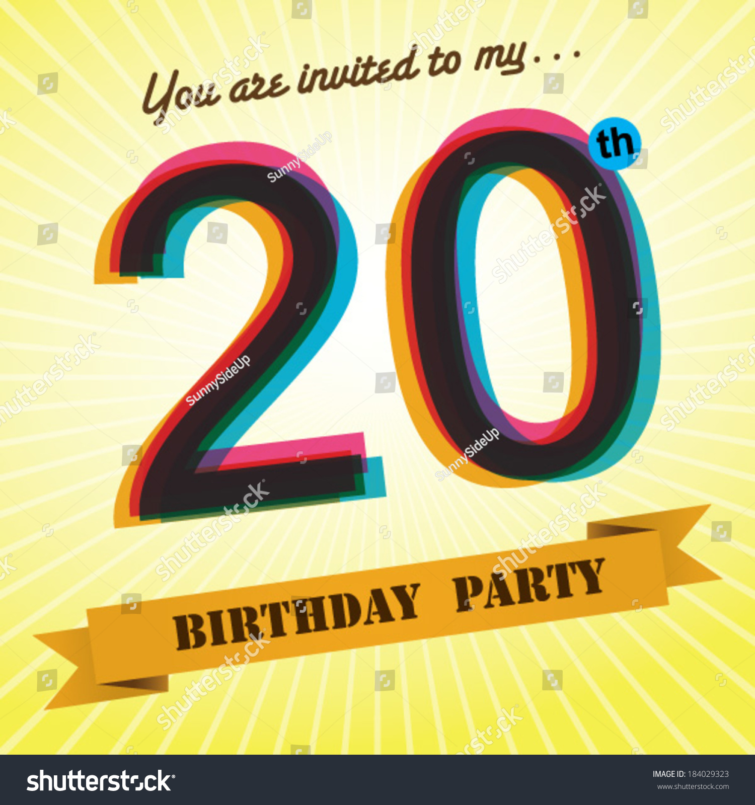 20th Birthday party invite / template design in - Royalty Free Stock ...