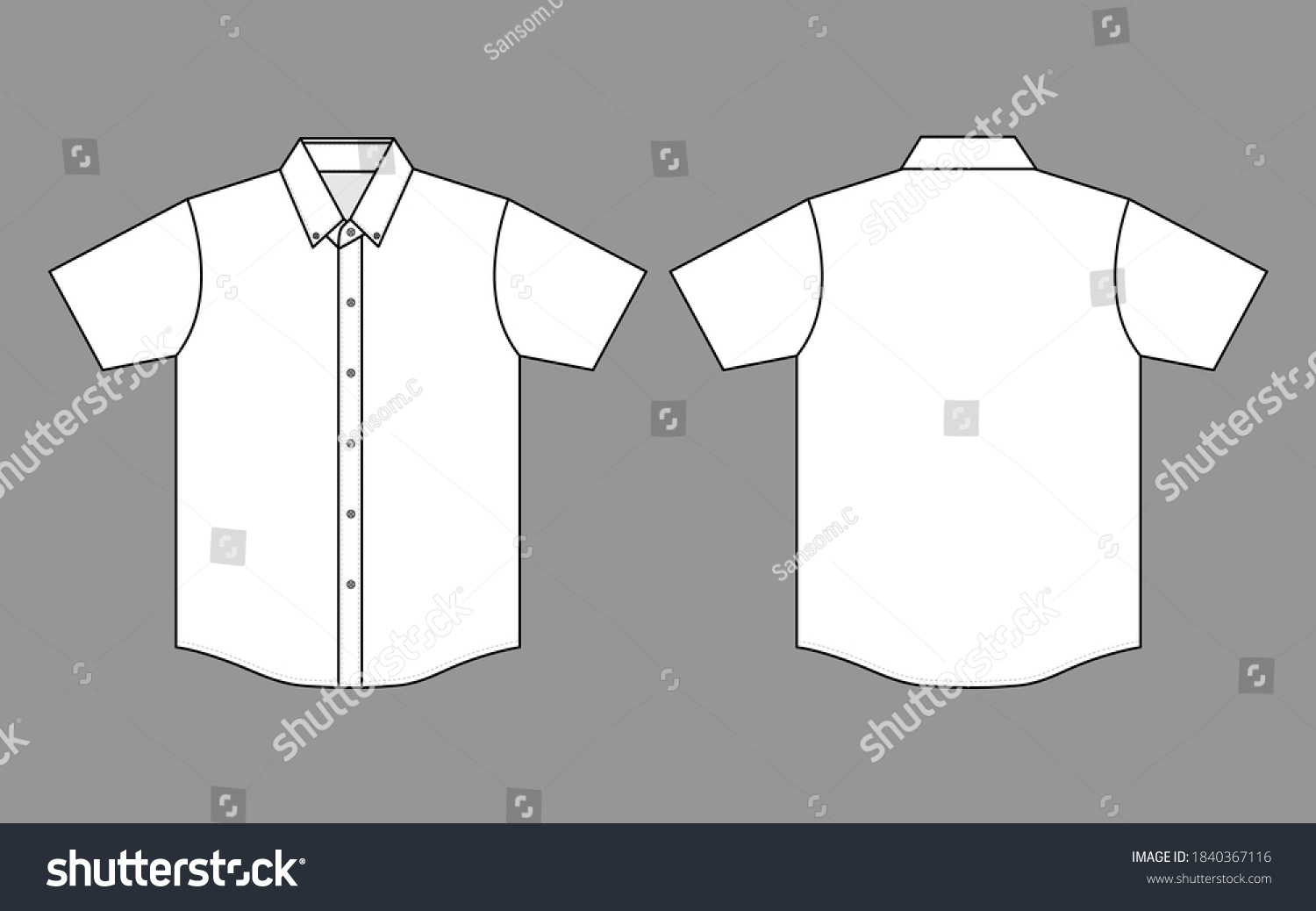 Blank White Short Sleeve Uniform Shirt, Curved - Royalty Free Stock ...