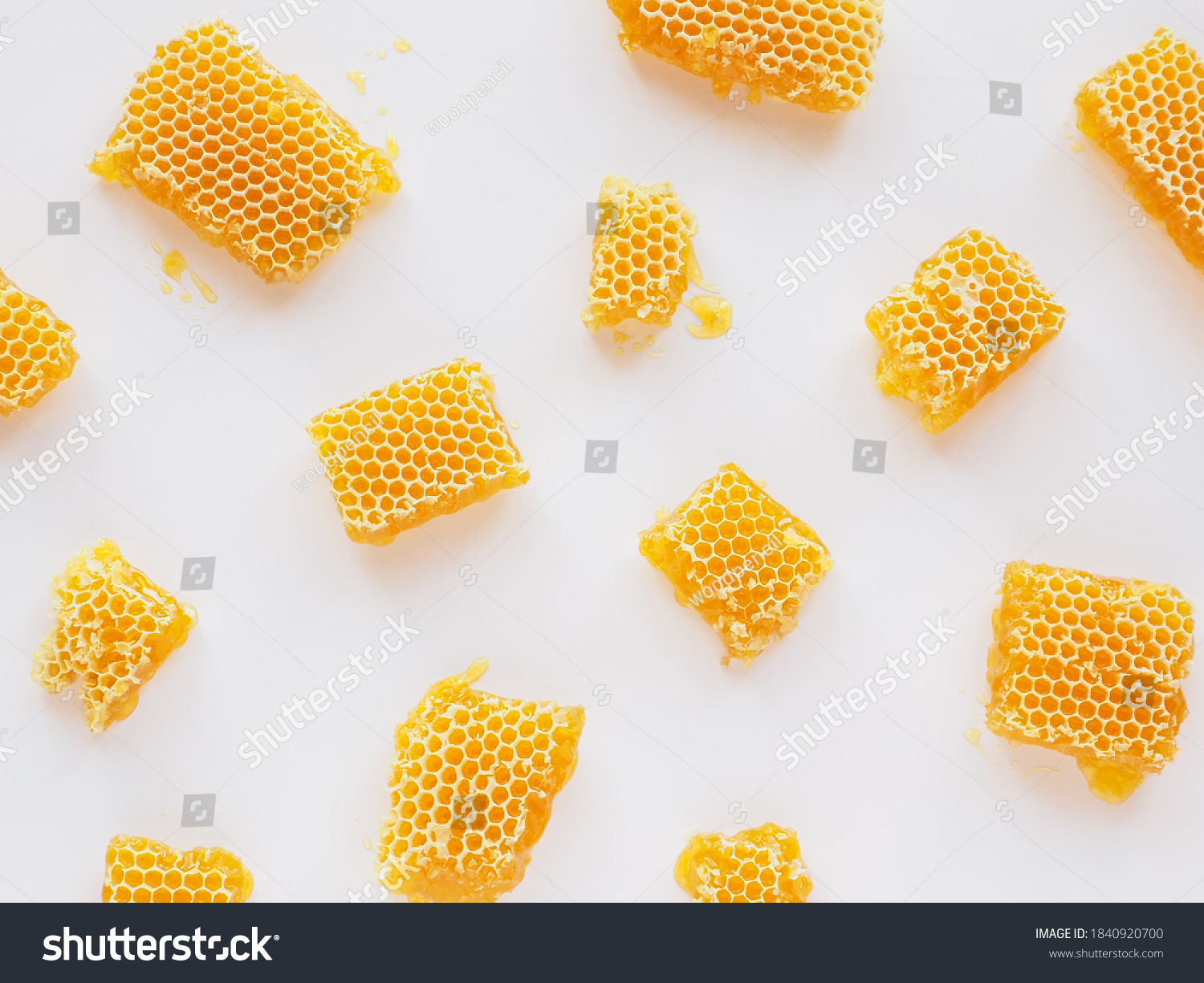 Honeycombs with natural healthy bees wax texture. Top view #1840920700