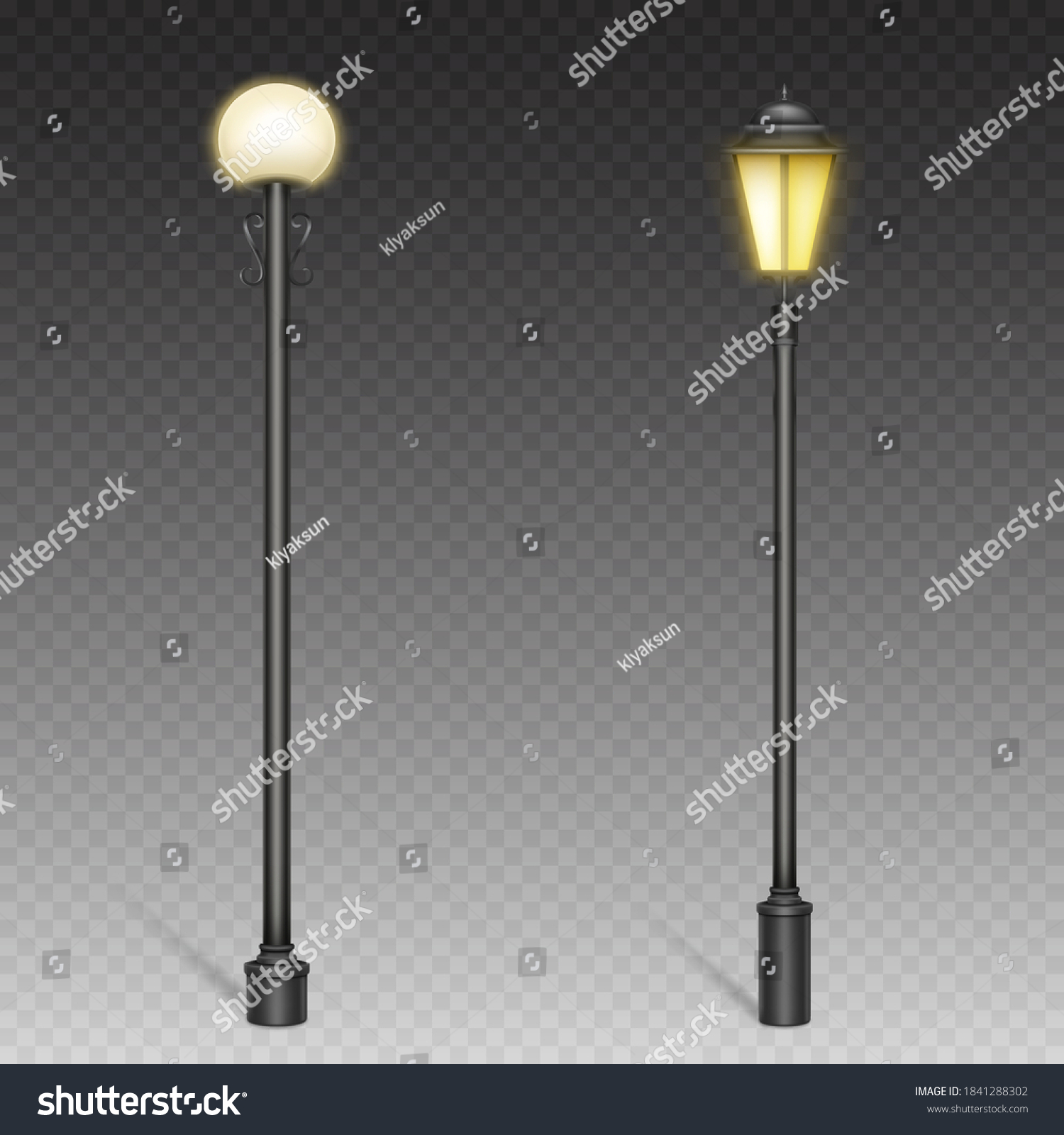 Vintage Street Lights, Retro Lampposts On Steel - Royalty Free Stock ...