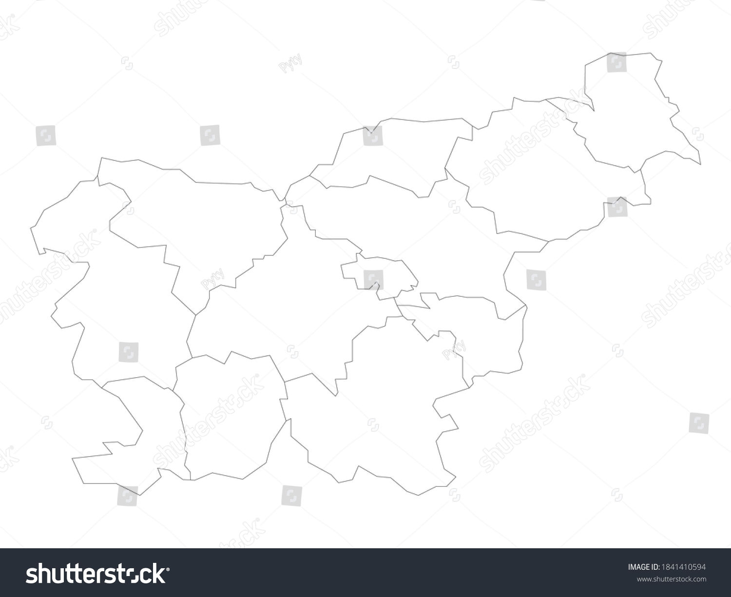 Blank political map of Slovenia. Administrative - Royalty Free Stock ...