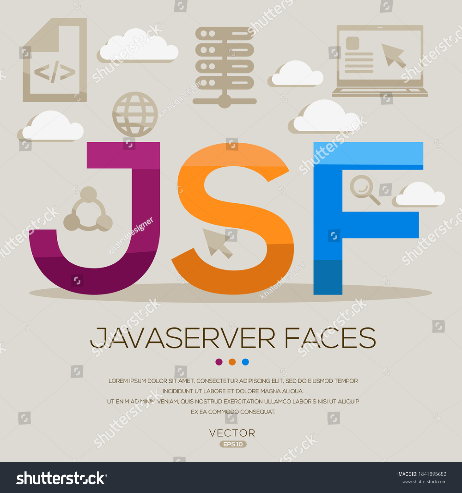 JSF mean (Java Server Faces) Computer and - Royalty Free Stock Vector ...