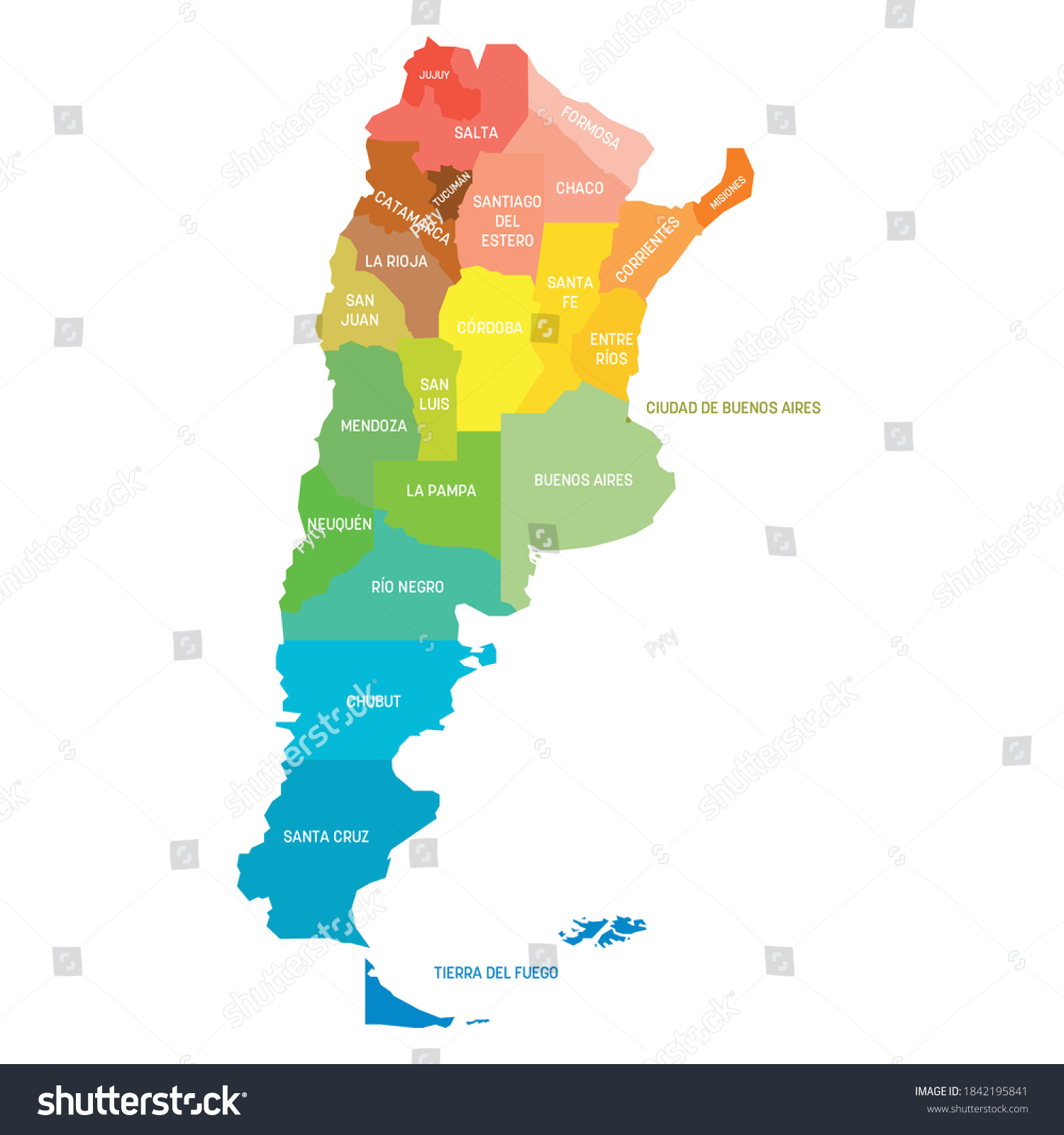 Colorful political map of Argentina. - Royalty Free Stock Vector ...