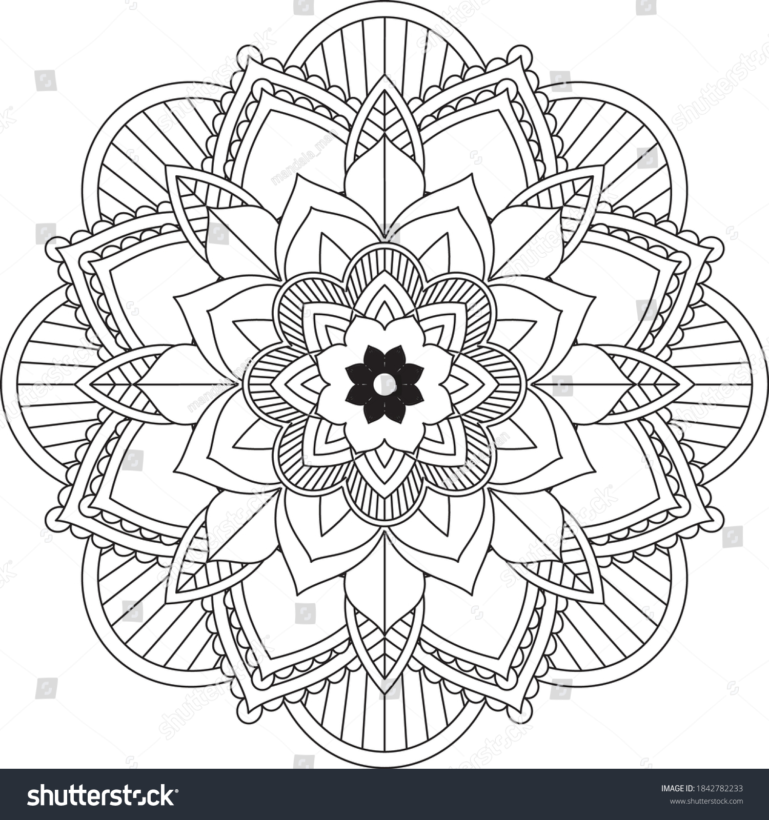 Simple Mandala coloring book design for Royalty Free Stock Vector