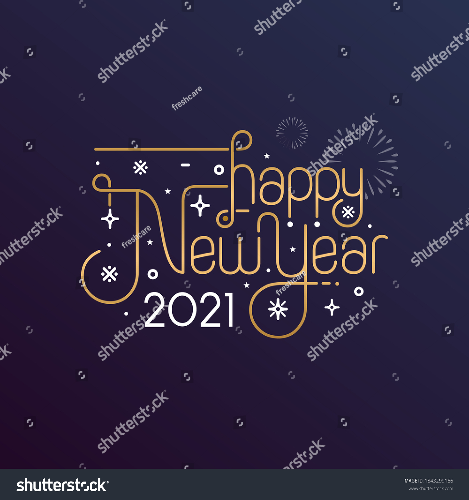 Happy New Year 2021 vector illustration for banner, flyer and greeting card