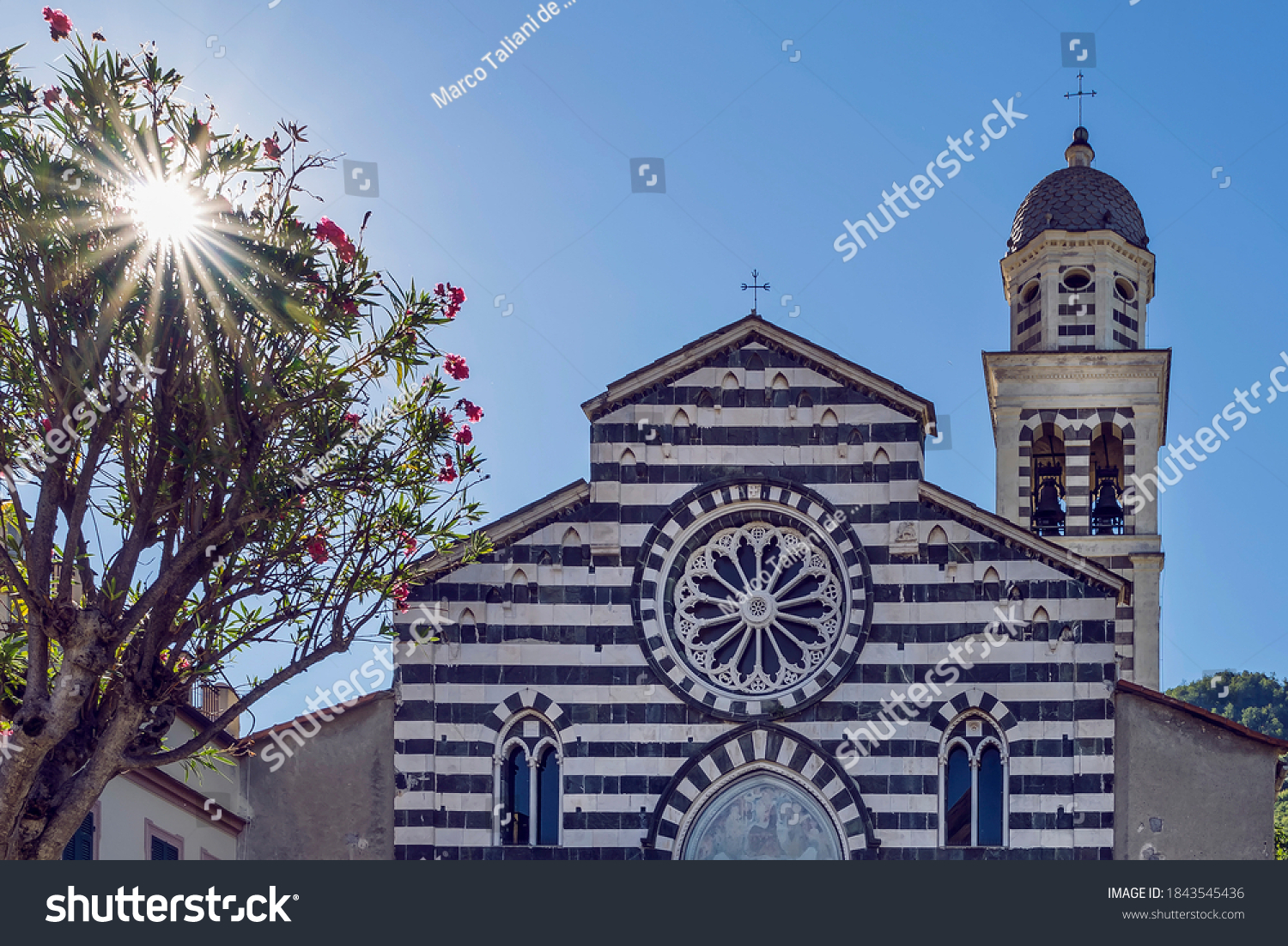 Detail of the facade of the Church of Sant'Andrea, Levanto, Liguria, Italy #1843545436
