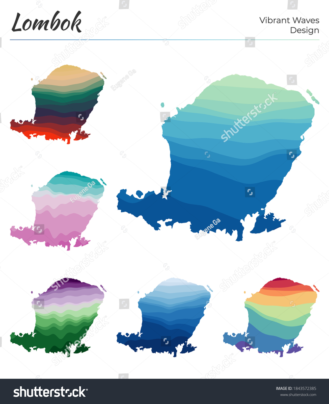 Set Of Vector Maps Of Lombok Vibrant Waves Royalty Free Stock Vector 1843572385 3410