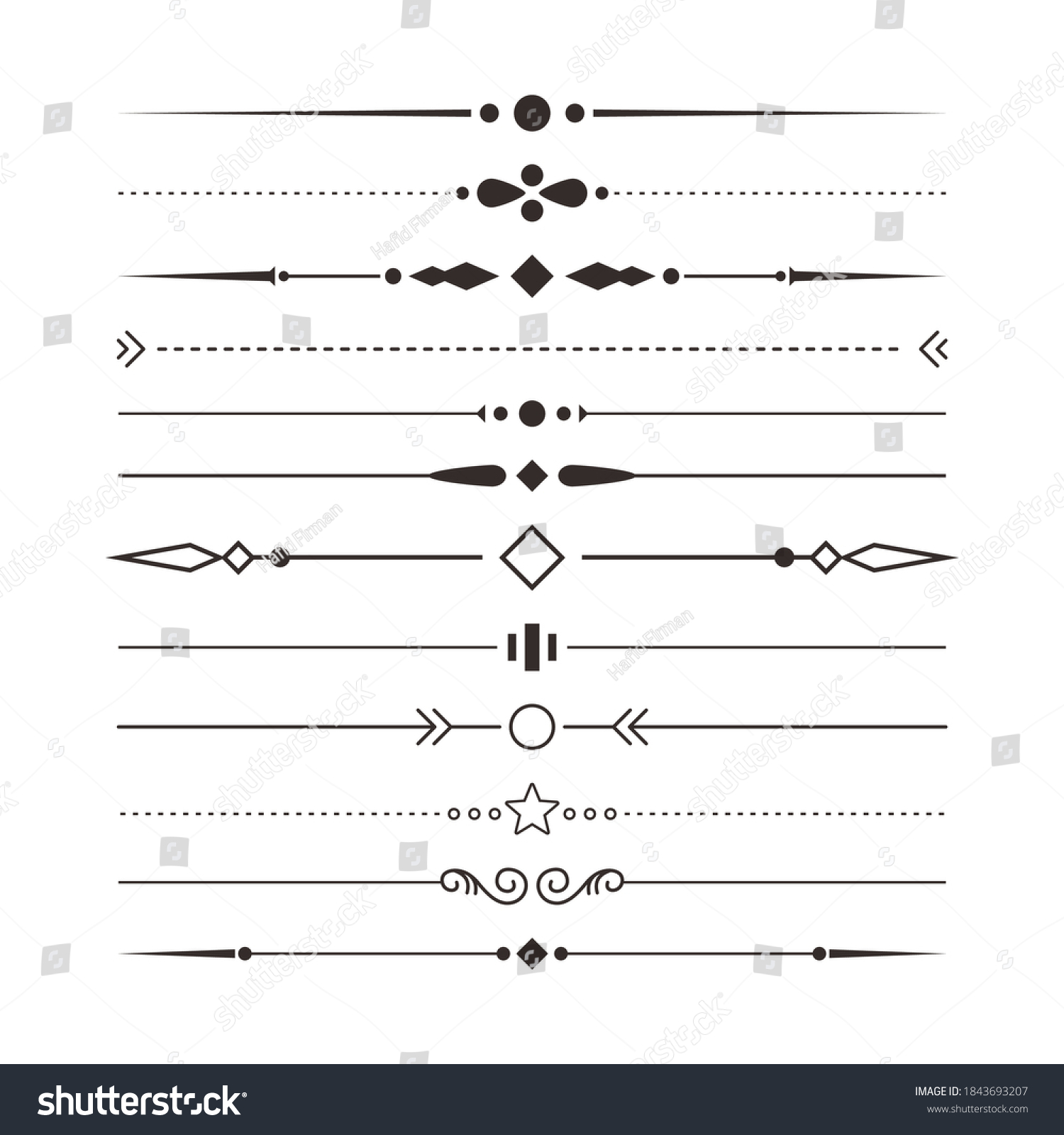 Set of Various Simple Black Divider Design, Assorted Divider Collection Template Vector #1843693207