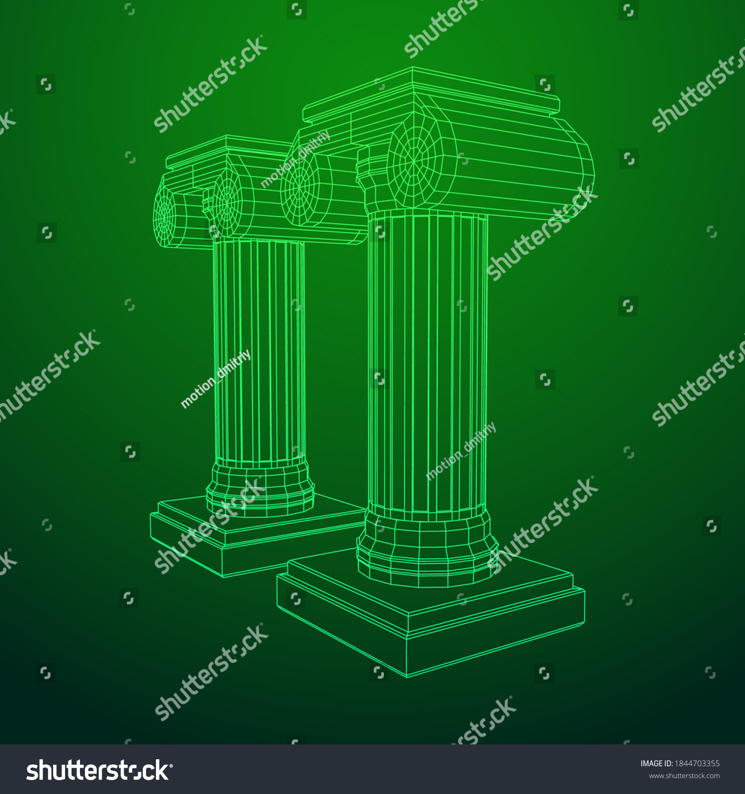 Greek Ionic Column Ancient Pillars Roman Royalty Free Stock Vector 1844703355