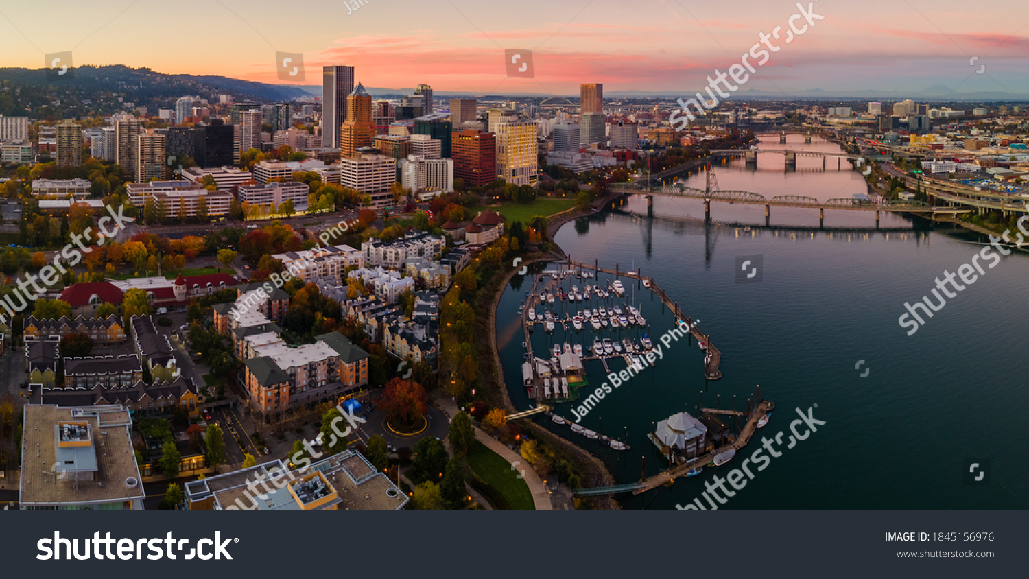 Sunset in Downtown Portland Oregon #1845156976