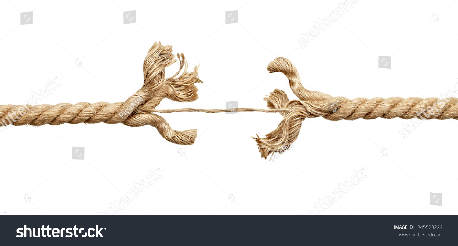 close up of a rope under pressure on white background #1845528229