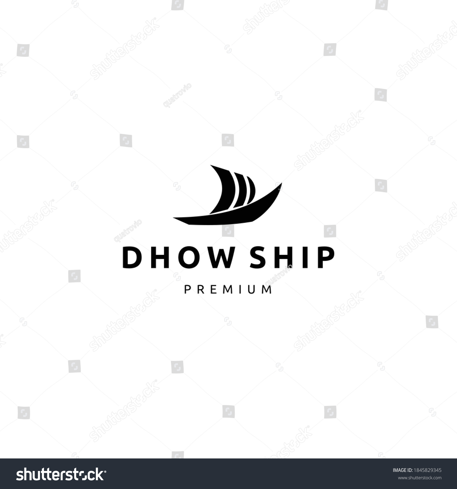 Silhouette Of Dhow Ship Logo Design, Traditional - Royalty Free Stock 