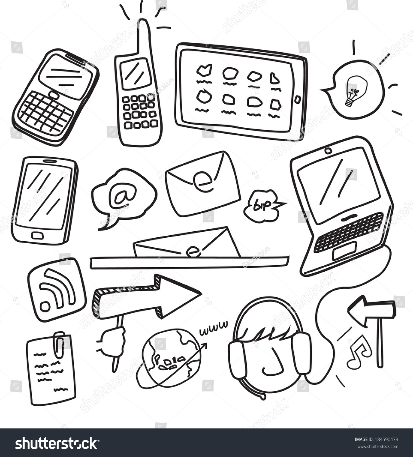 Royalty Free Information Technology Doodle 184590473 Stock Photo