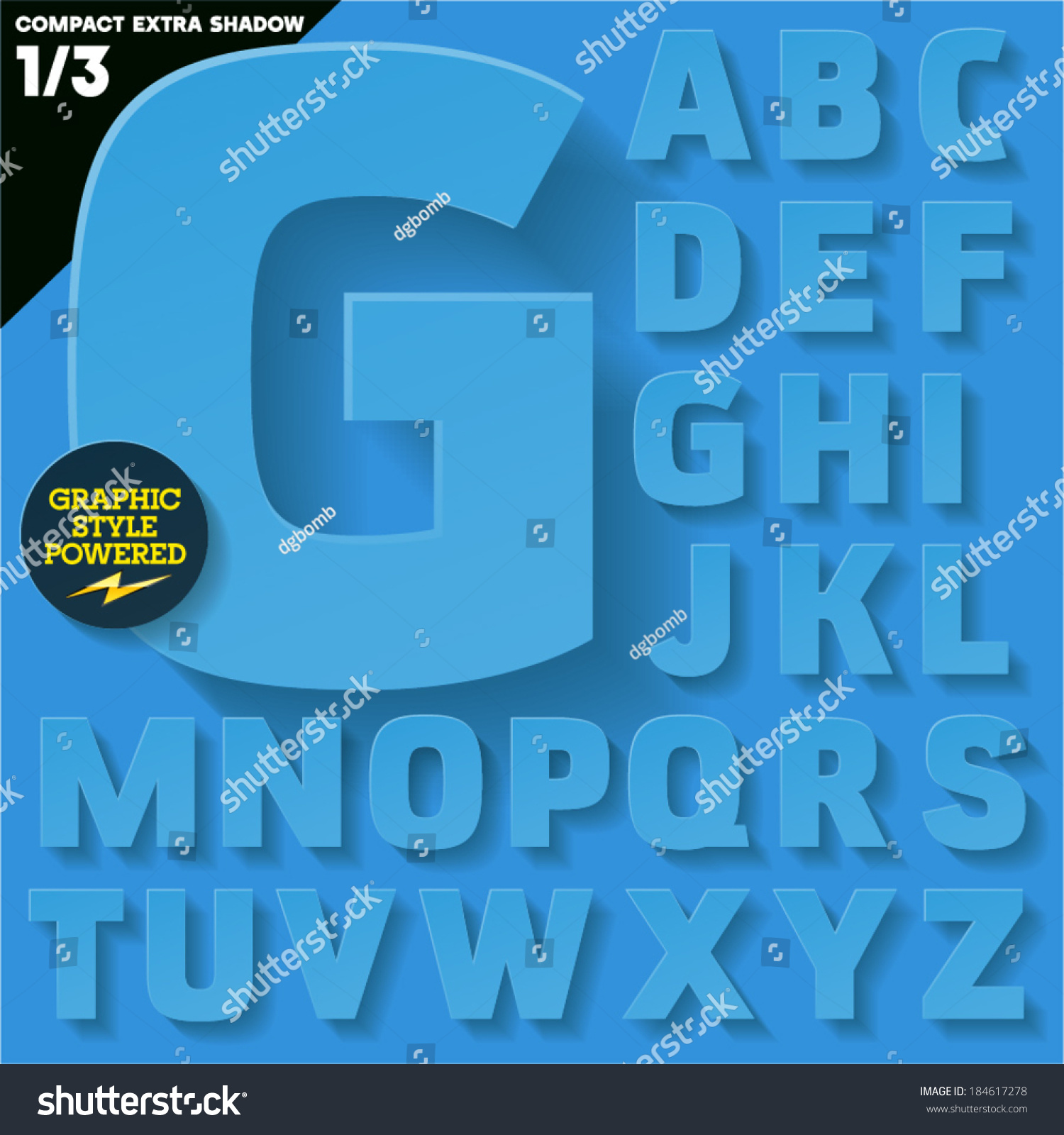 Modern flat alphabet for infographics with long ambient shadow. Vector set. Blue Upper case #184617278