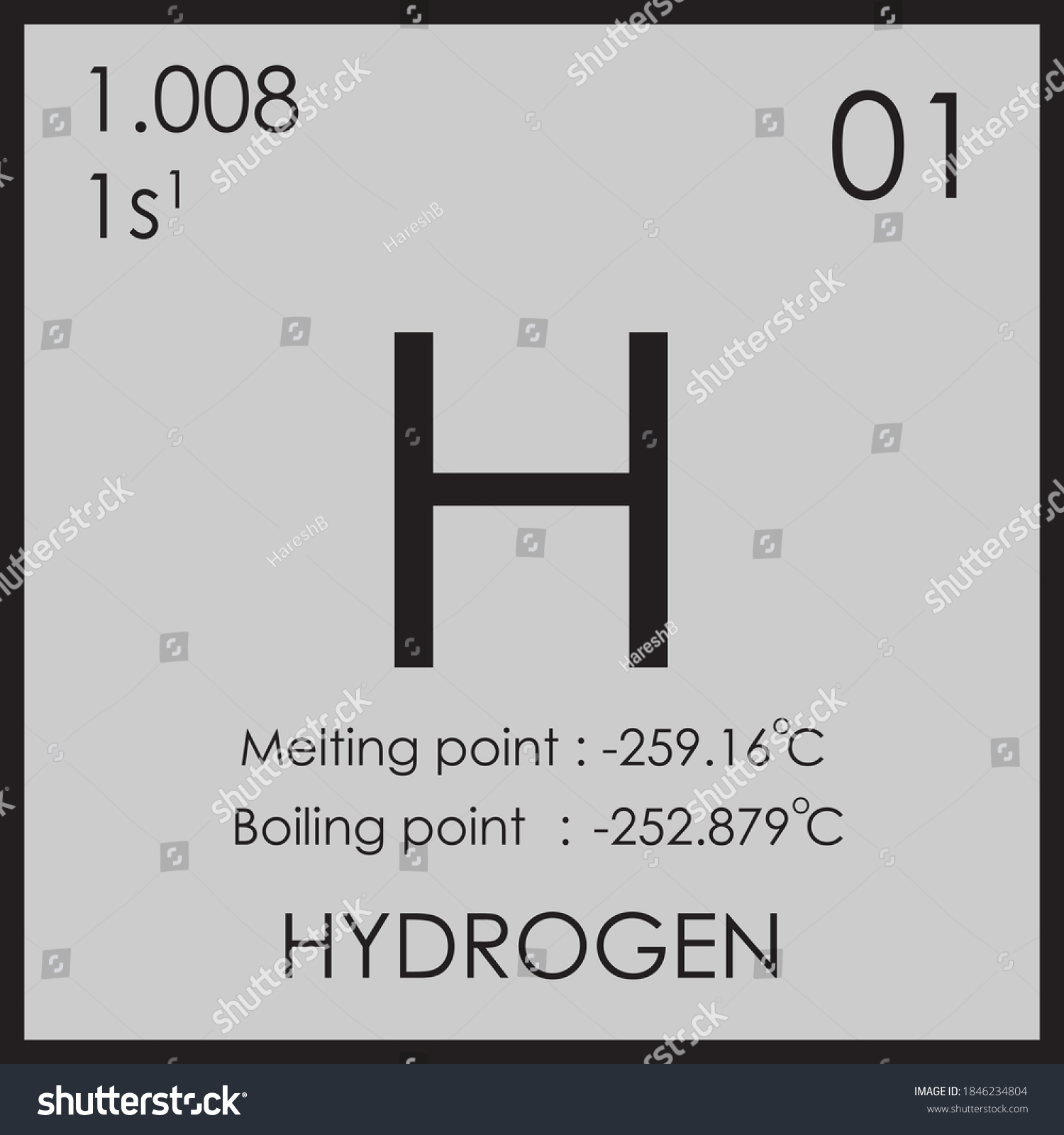 Hydrogen parodic table element with boiling and - Royalty Free Stock ...