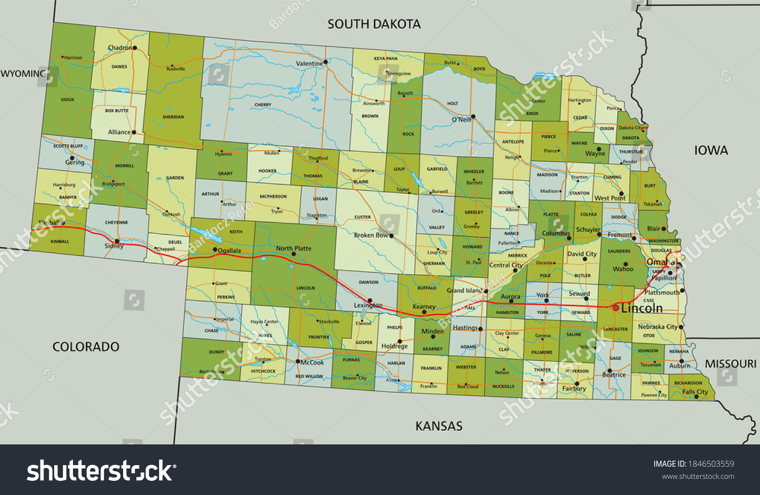 Highly detailed editable political map with - Royalty Free Stock Vector ...