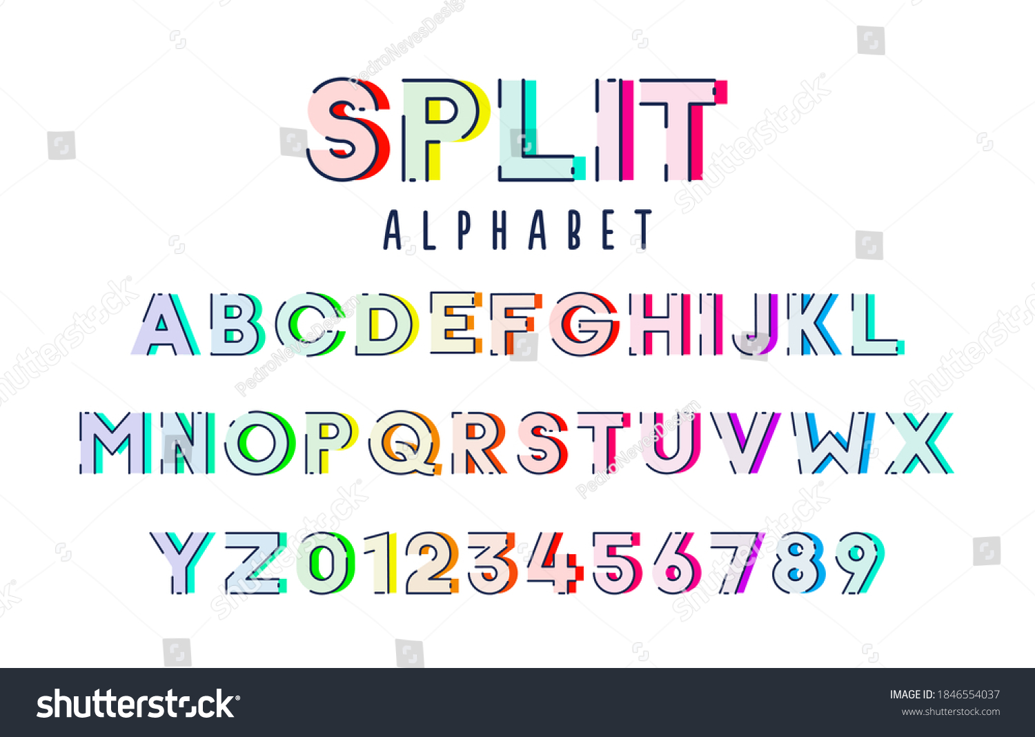 Colorful Alphabet Typeface Vector Set Stylized Royalty Free Stock