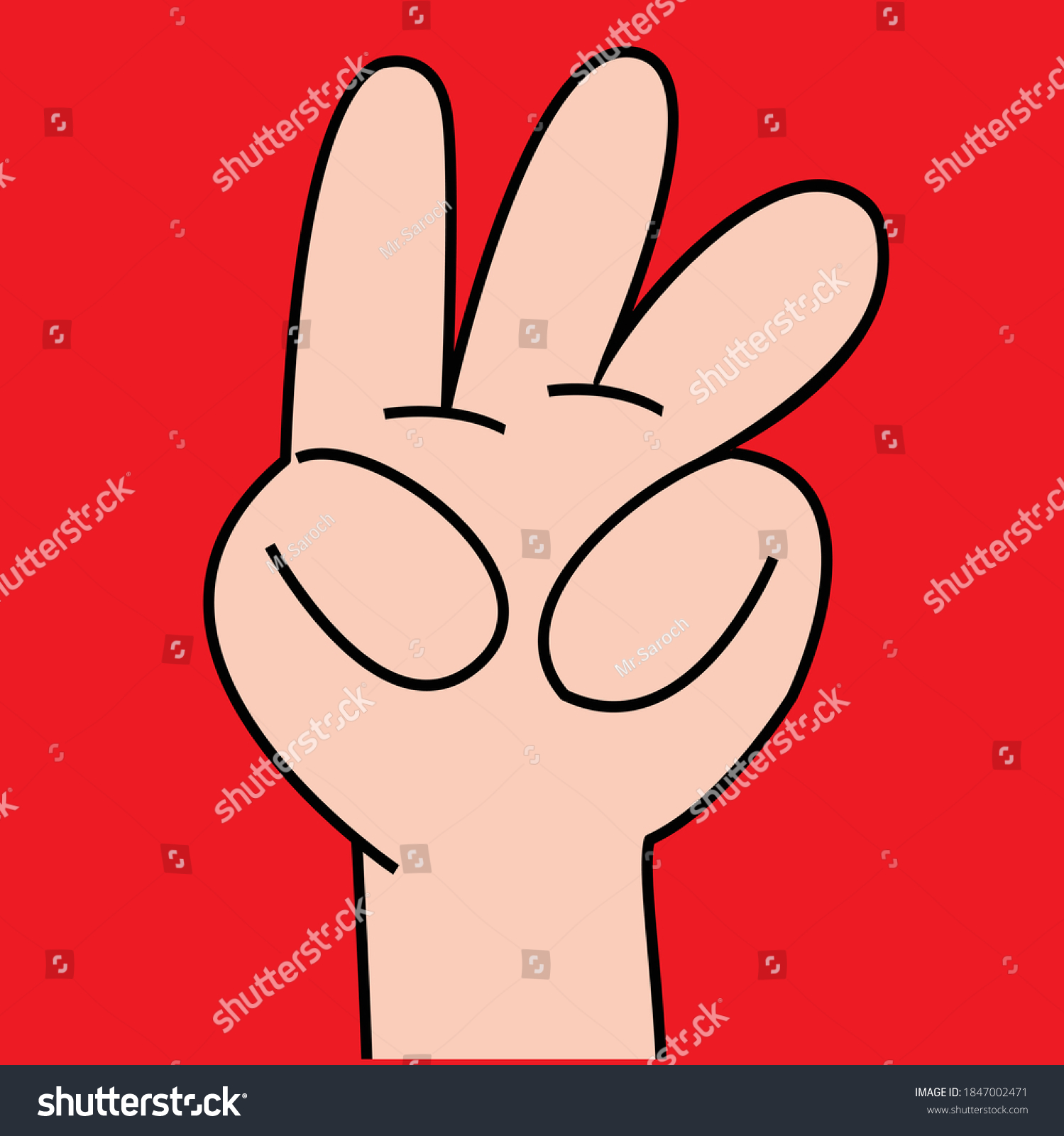 Set Of Counting Three Hand Sign Three Steps Or Royalty Free Stock