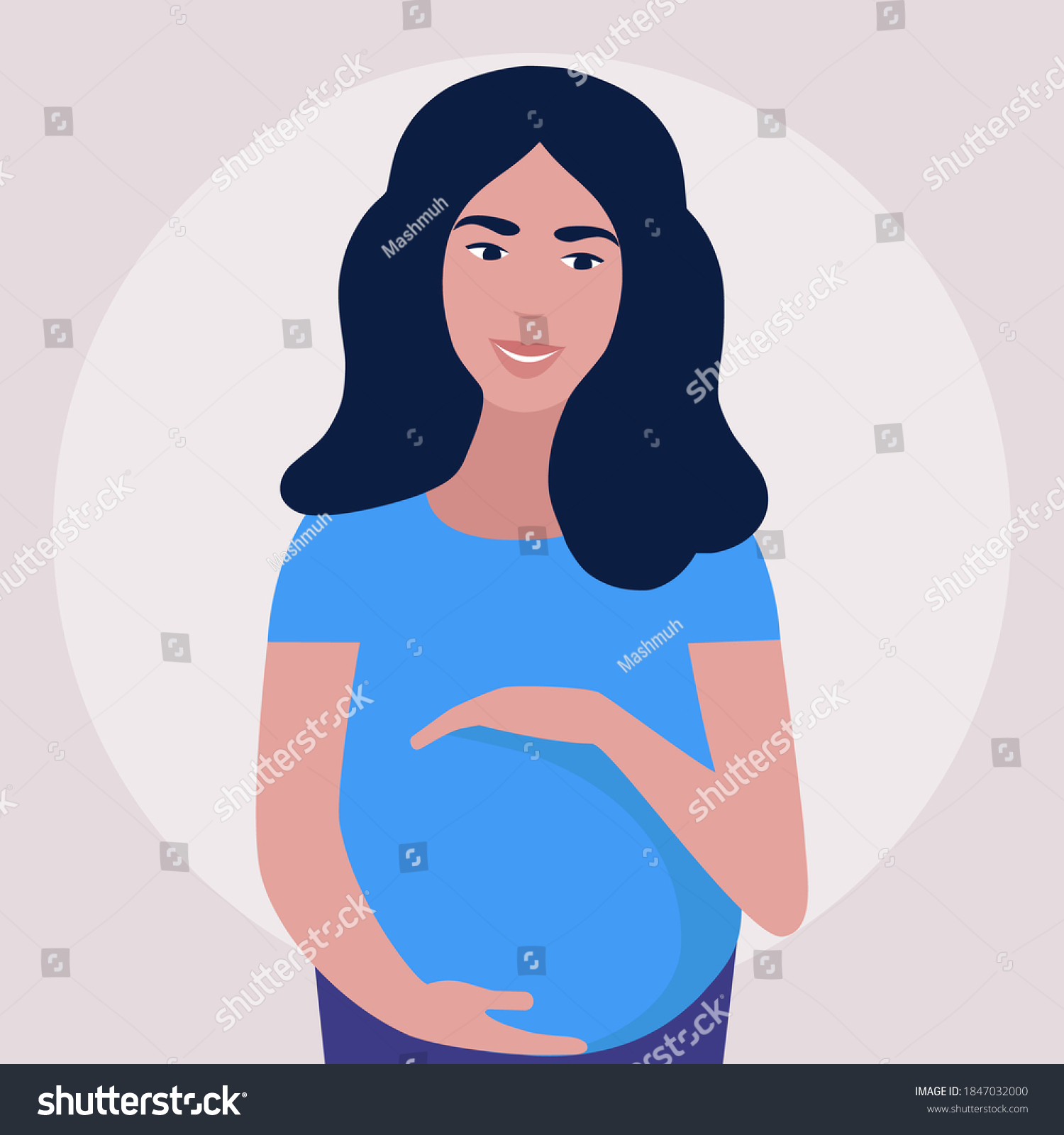 Illustration Of Pregnant Woman Colorful Flat Royalty Free Stock