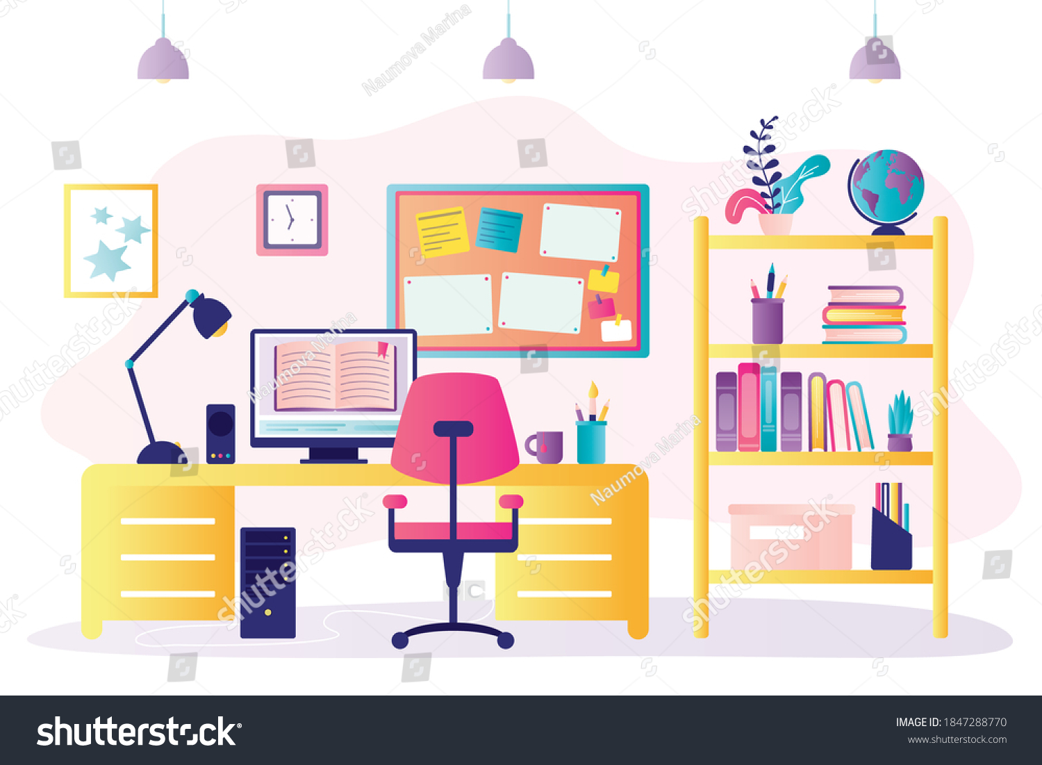 Room of child. Workplace interior design. - Royalty Free Stock Vector ...