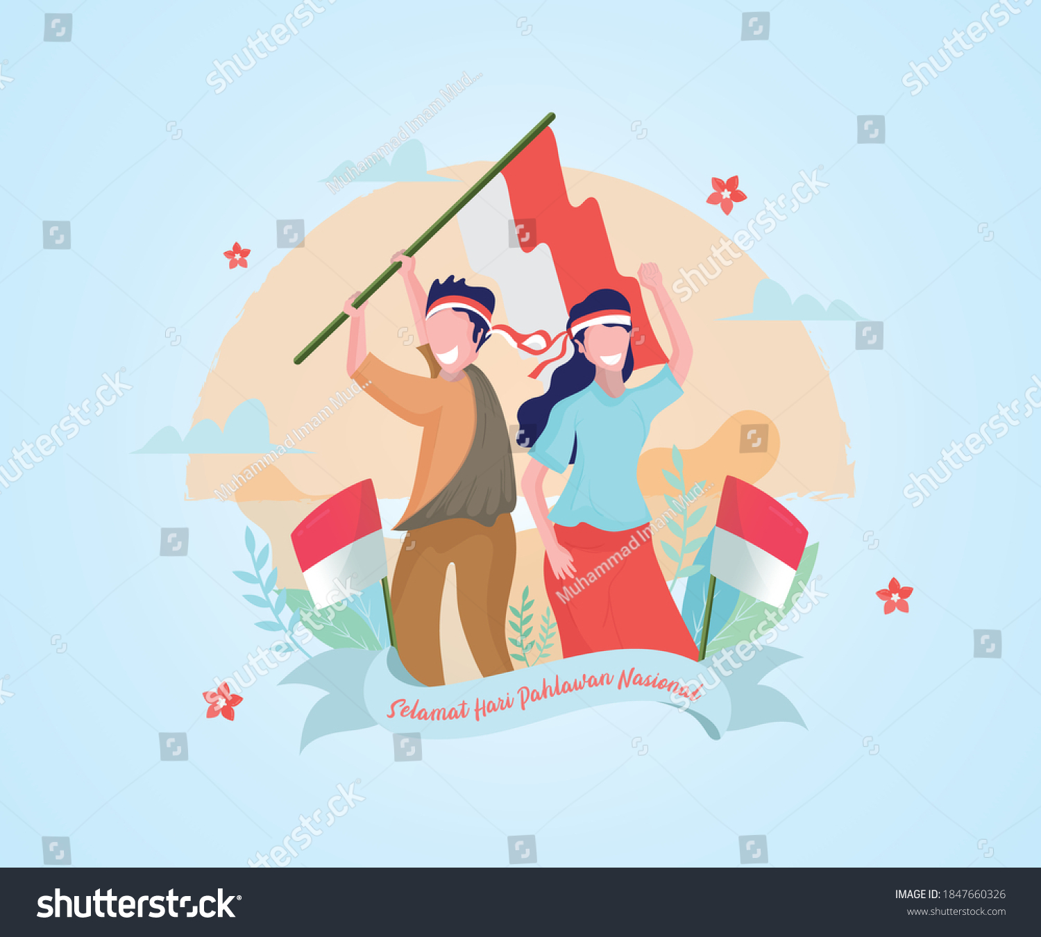 Selamat Hari Pahlawan Nasional Meaning Happy Royalty Free Stock