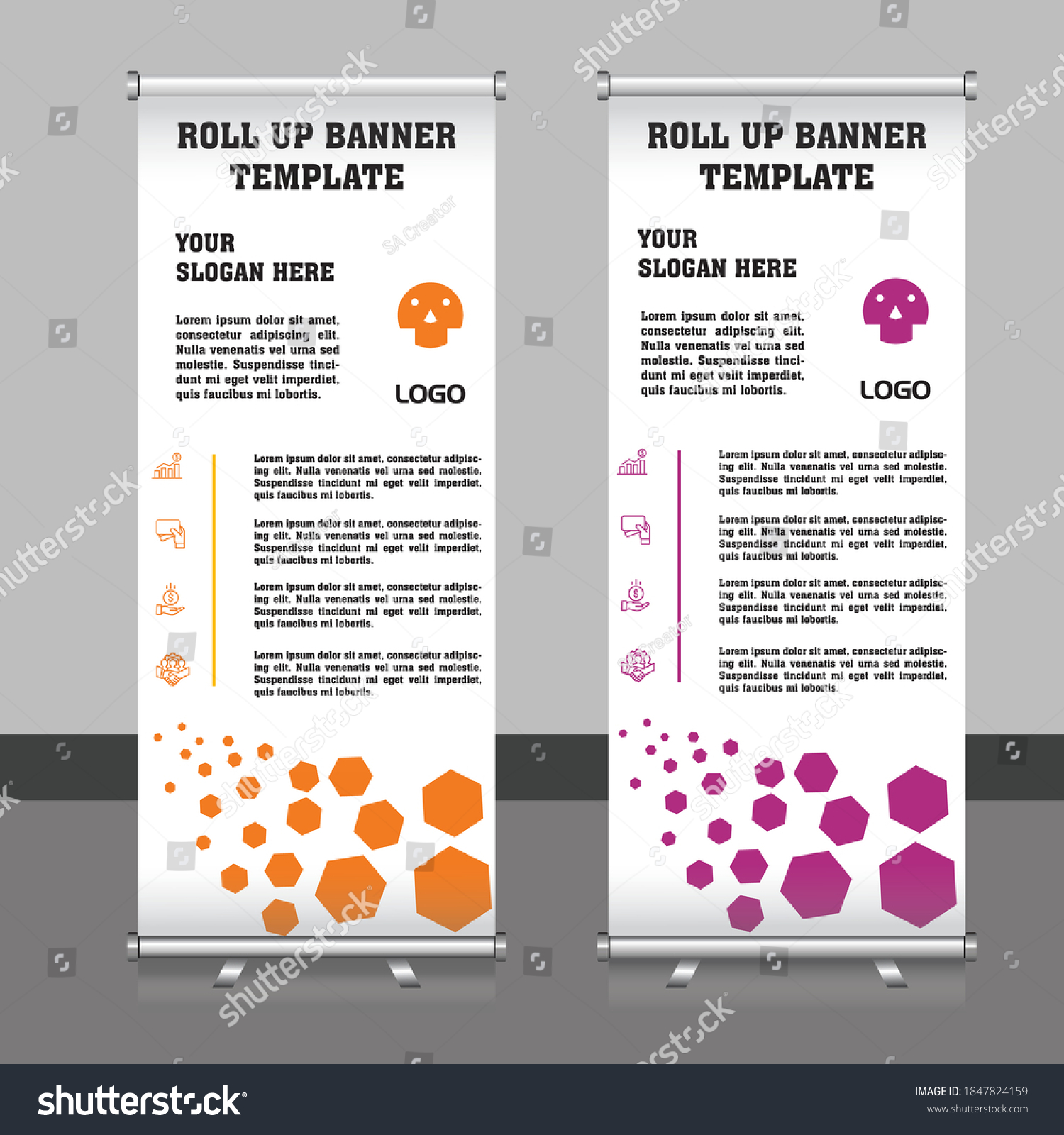 Roll Up Banner Vertical Template Design Abstract Royalty Free Stock Vector 1847824159 6714