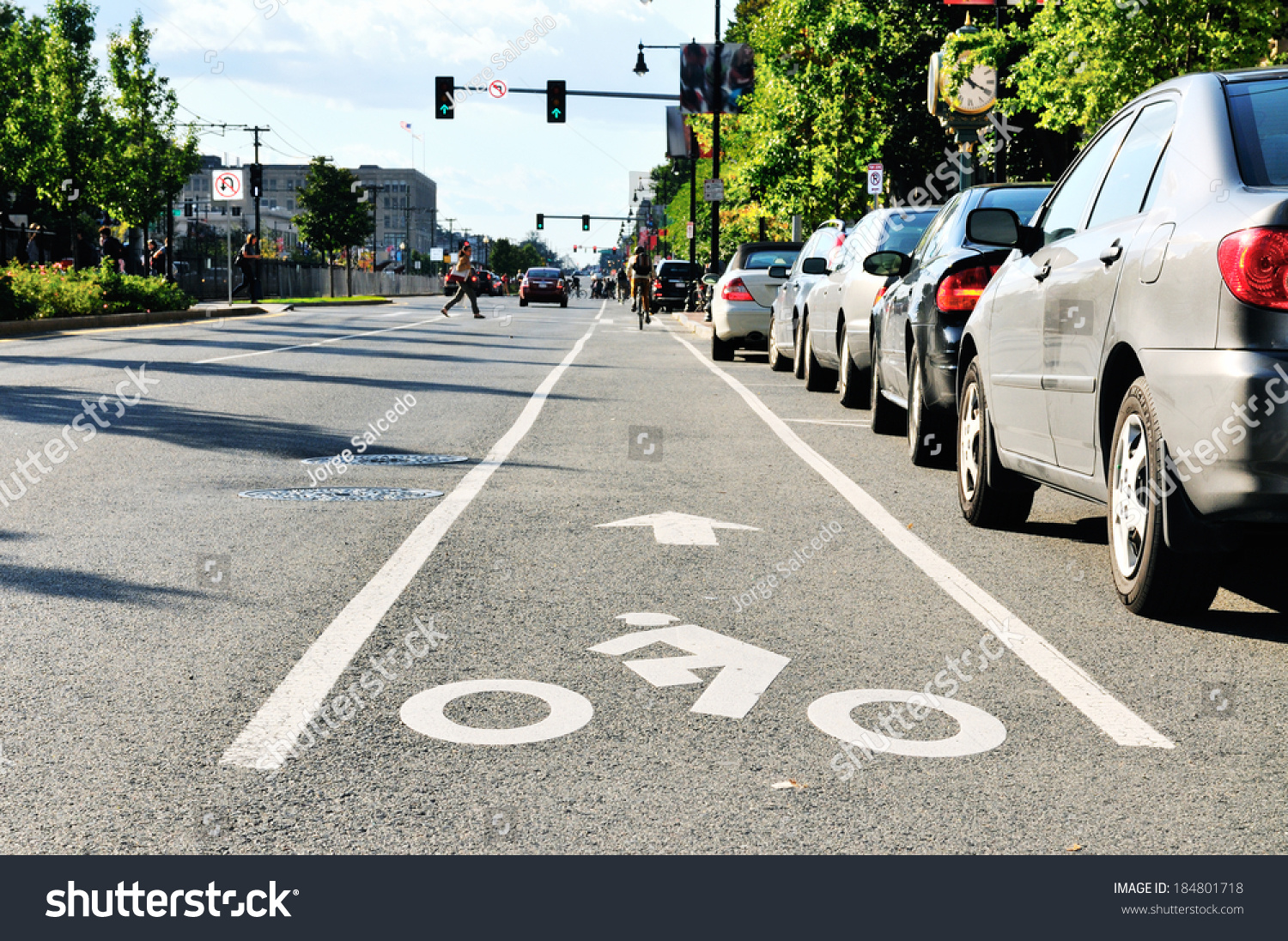Bike lane in city street #184801718