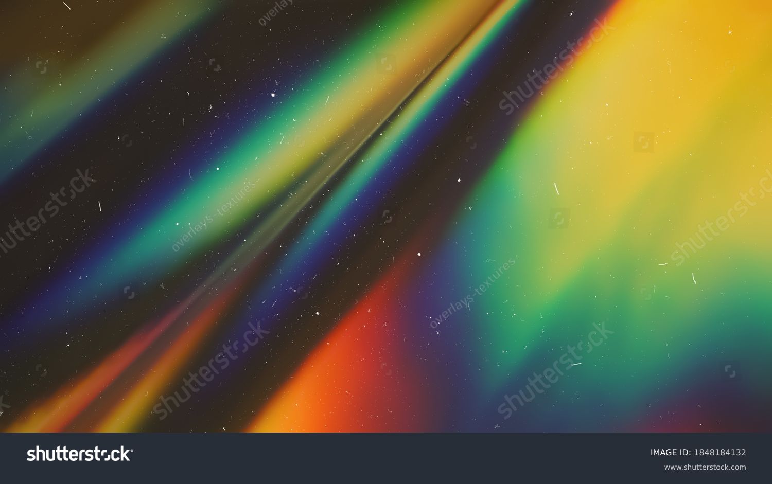 Dusted Holographic Abstract Multicolored Backgound Photo Overlay, Screen Mode for Vintage Retro Looking, Rainbow Light Leaks Prism Colors, Trend Design Creative Defocused Effect, Blurred Glow Vintage  #1848184132