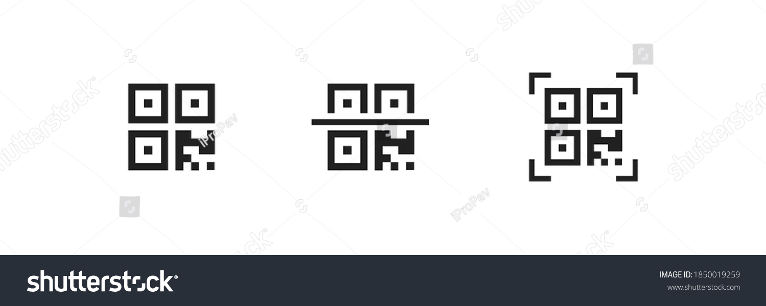 Qr code icon. Qrcode scan symbol. Mobile scanner, line web sign in vector flat style. #1850019259