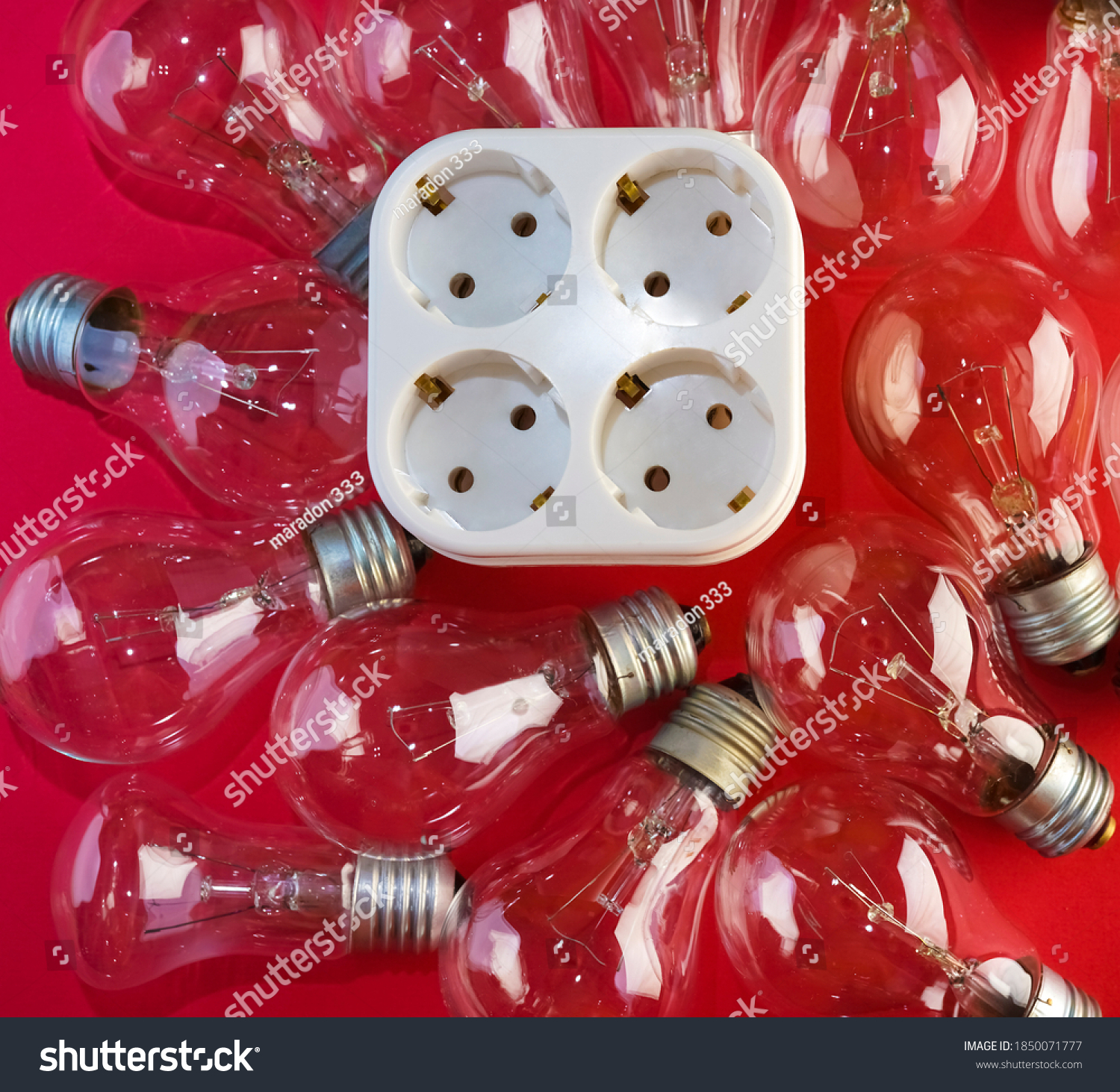socket quadruple lie inside many lamp bulb. #1850071777