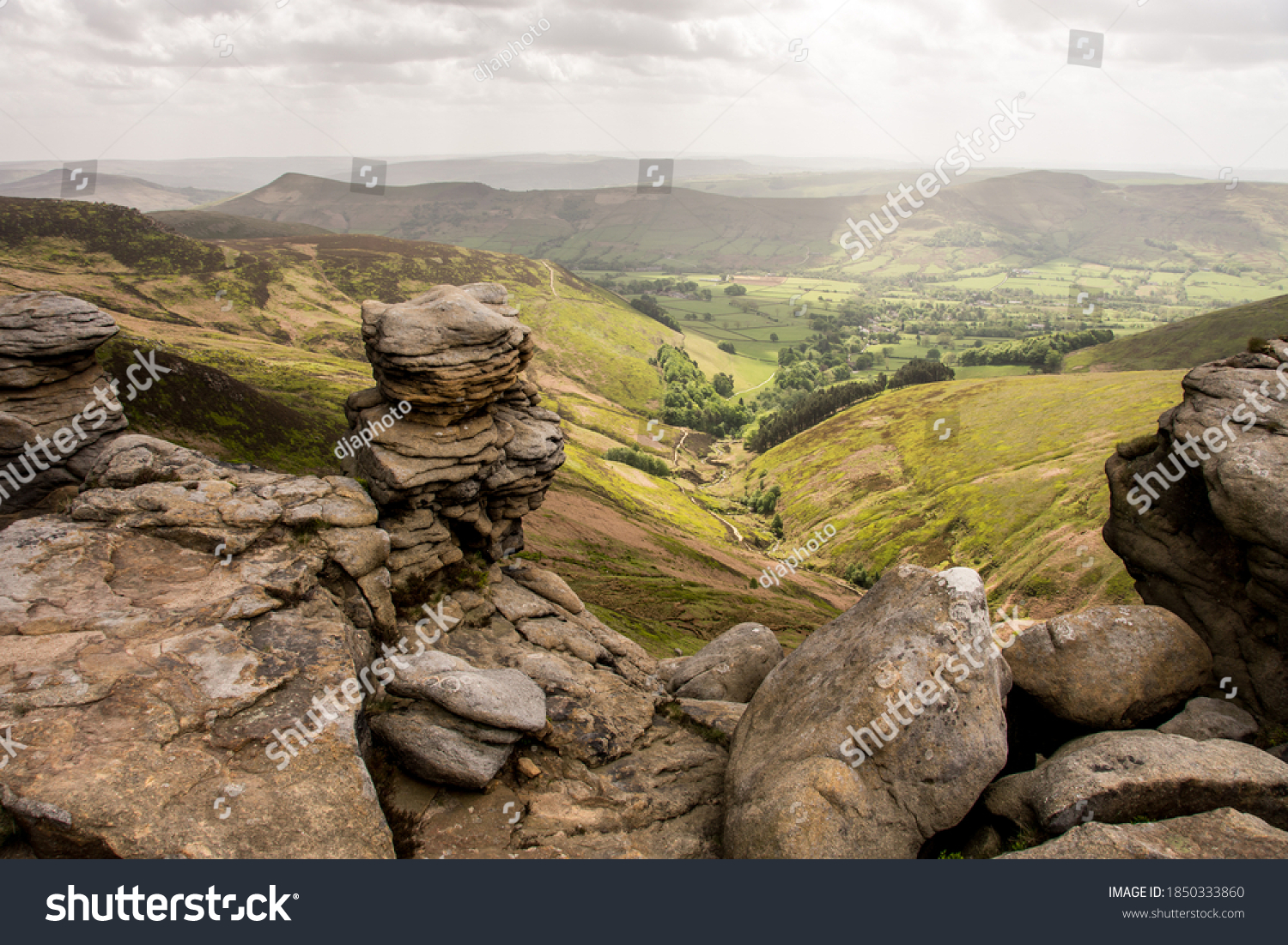 Hope Valley and Mam Tor taken from Kinder Scout - The Peak District National Park, England, UK #1850333860
