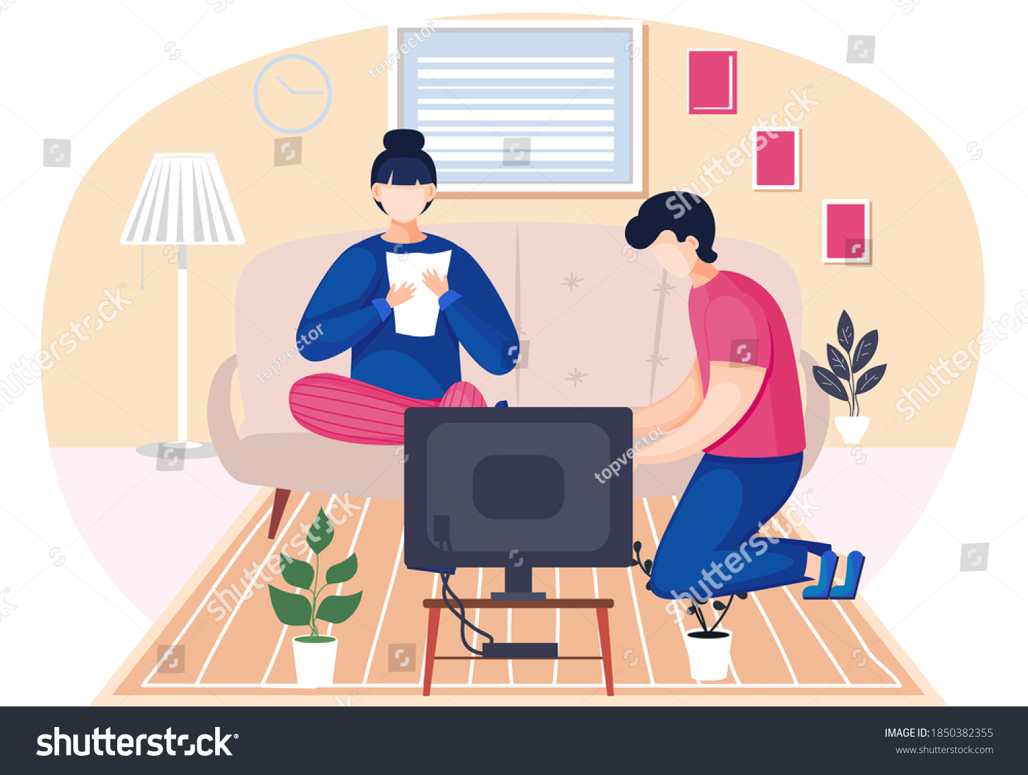 Family husband and wife talking sitting together - Royalty Free Stock ...