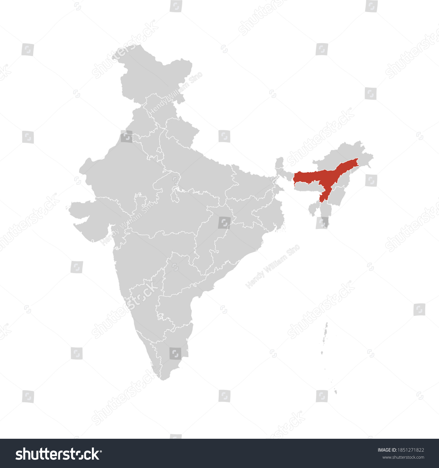 Assam Highlighted on India Map Eps 10 - Royalty Free Stock Vector ...