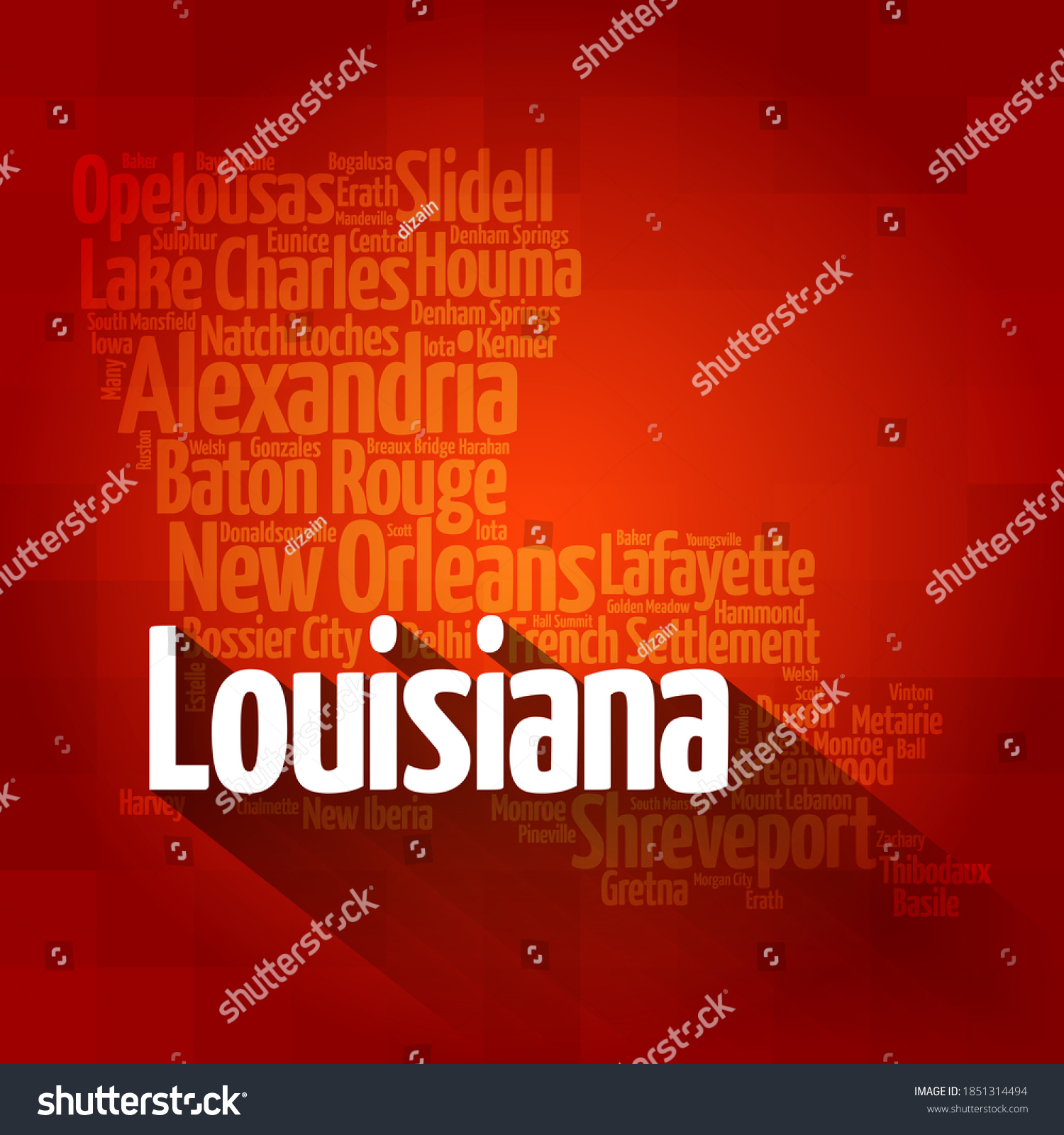 List Of Cities And Municipalities In Louisiana - Royalty Free Stock ...