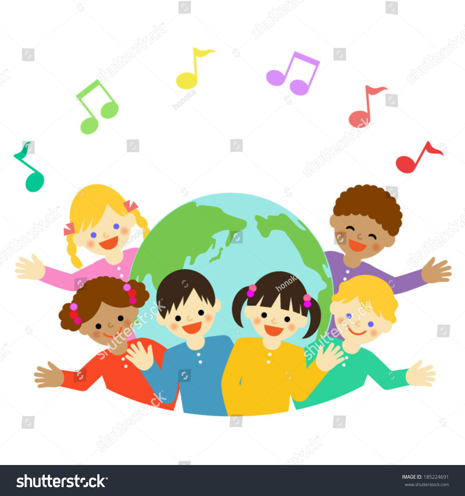 Multicultural children and earth / Vector EPS 10 - Royalty Free Stock ...