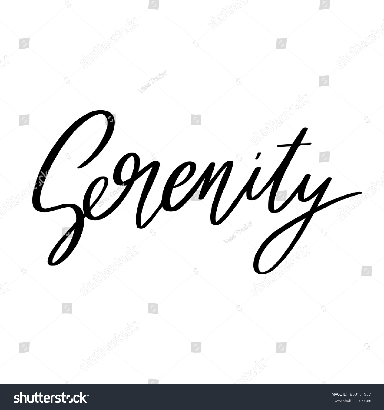 Serenity. Vector hand drawn lettering isolated. - Royalty Free Stock ...