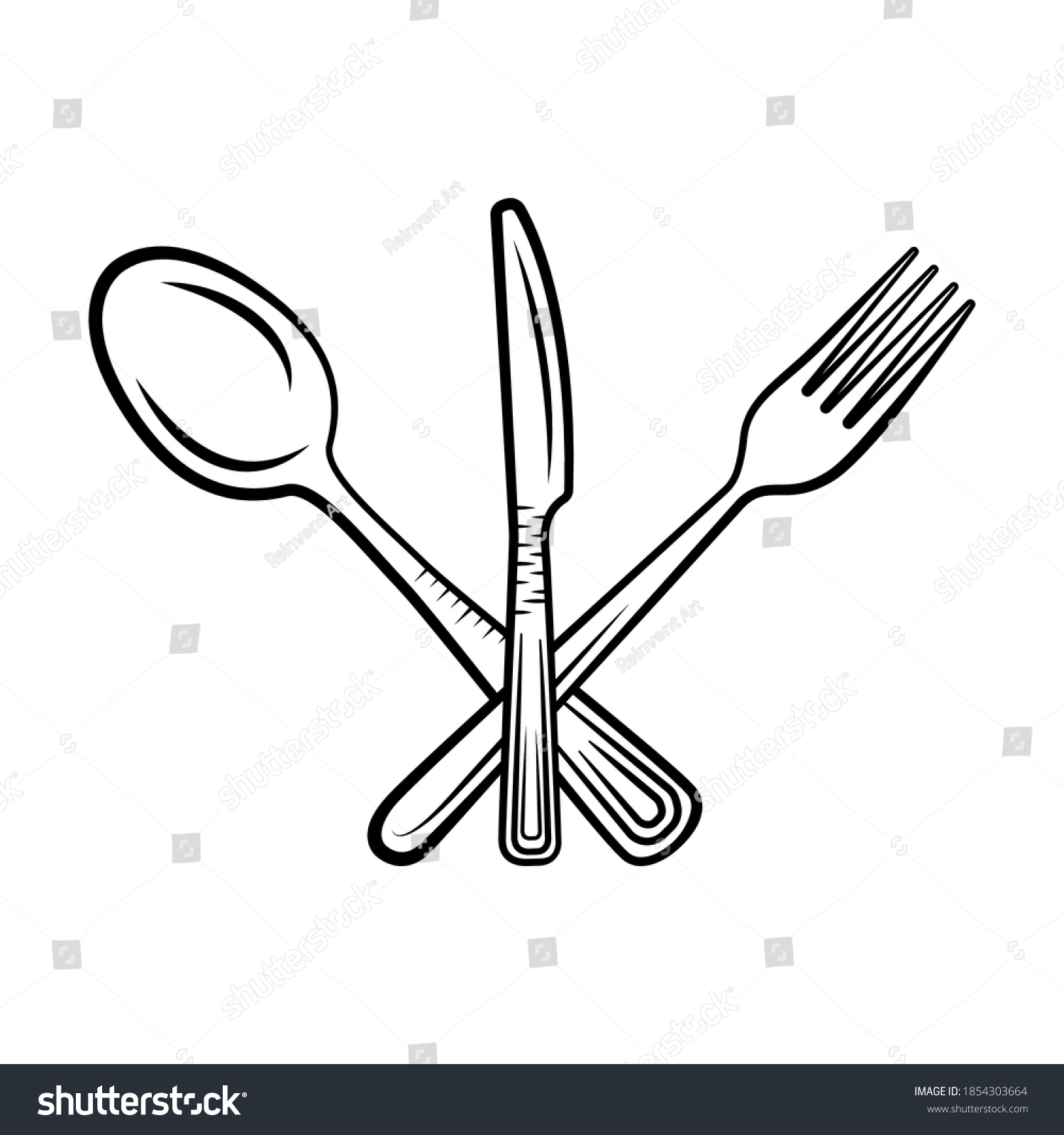 Spoon Fork Knife Outline Printable Vector - Royalty Free Stock Vector ...