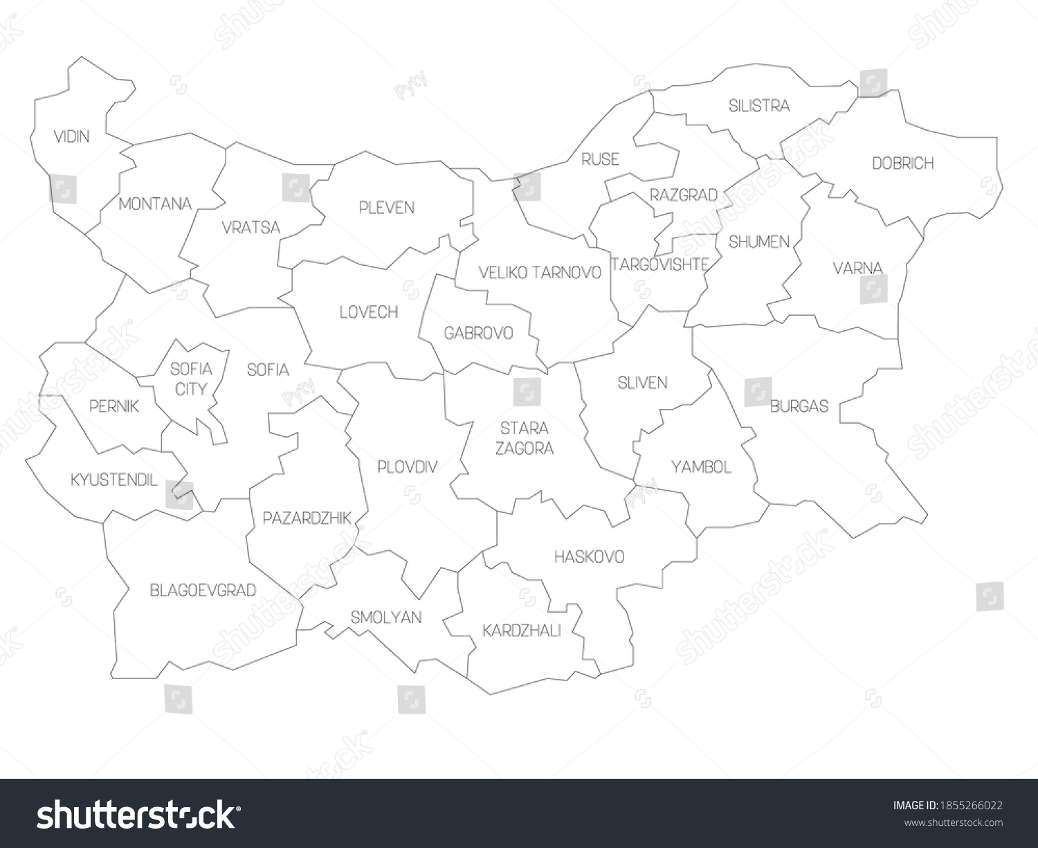 Black outline political map of Bulgaria. - Royalty Free Stock Vector ...