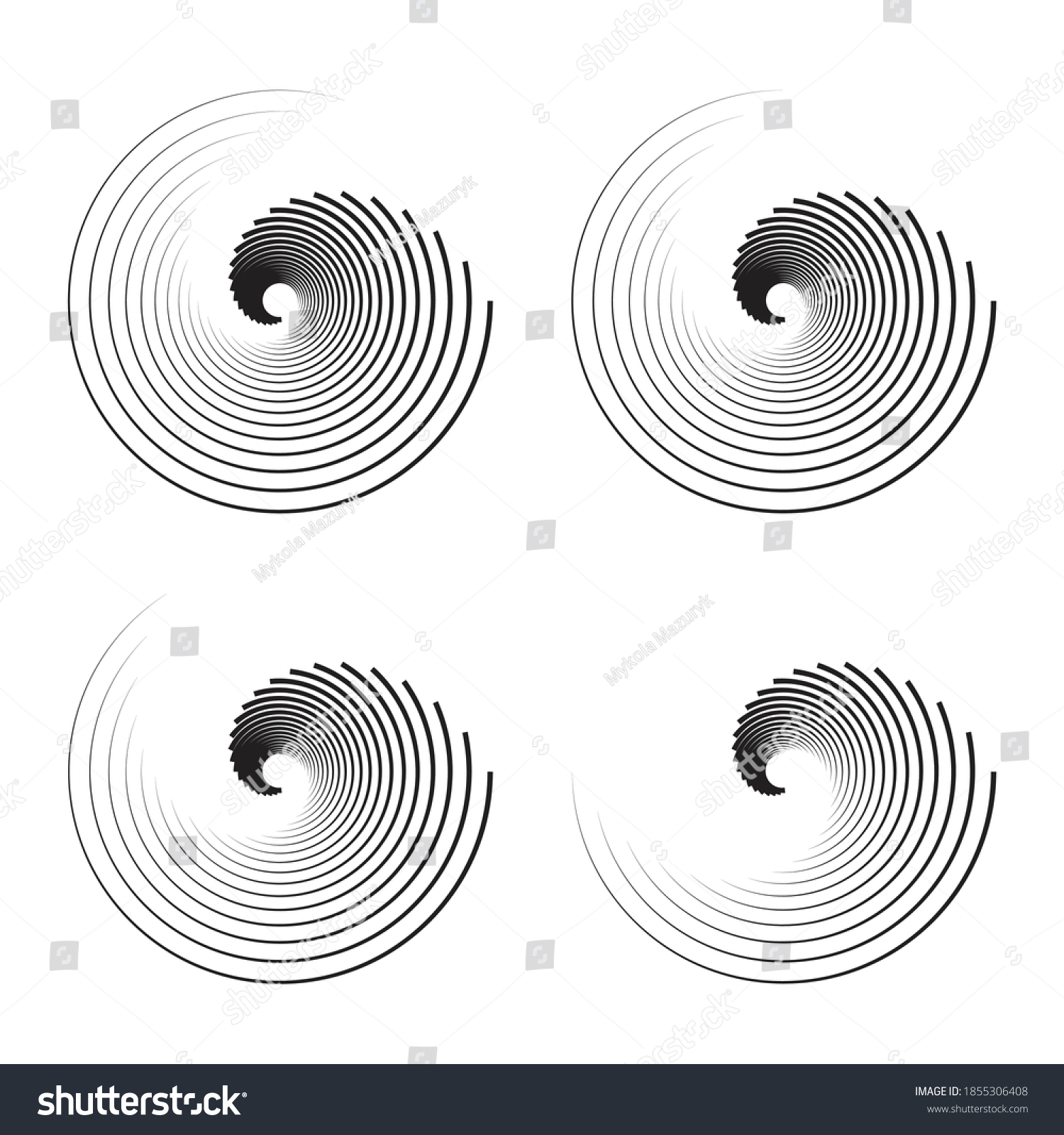 Wave forms with lines in circles. Spiral effect - Royalty Free Stock ...