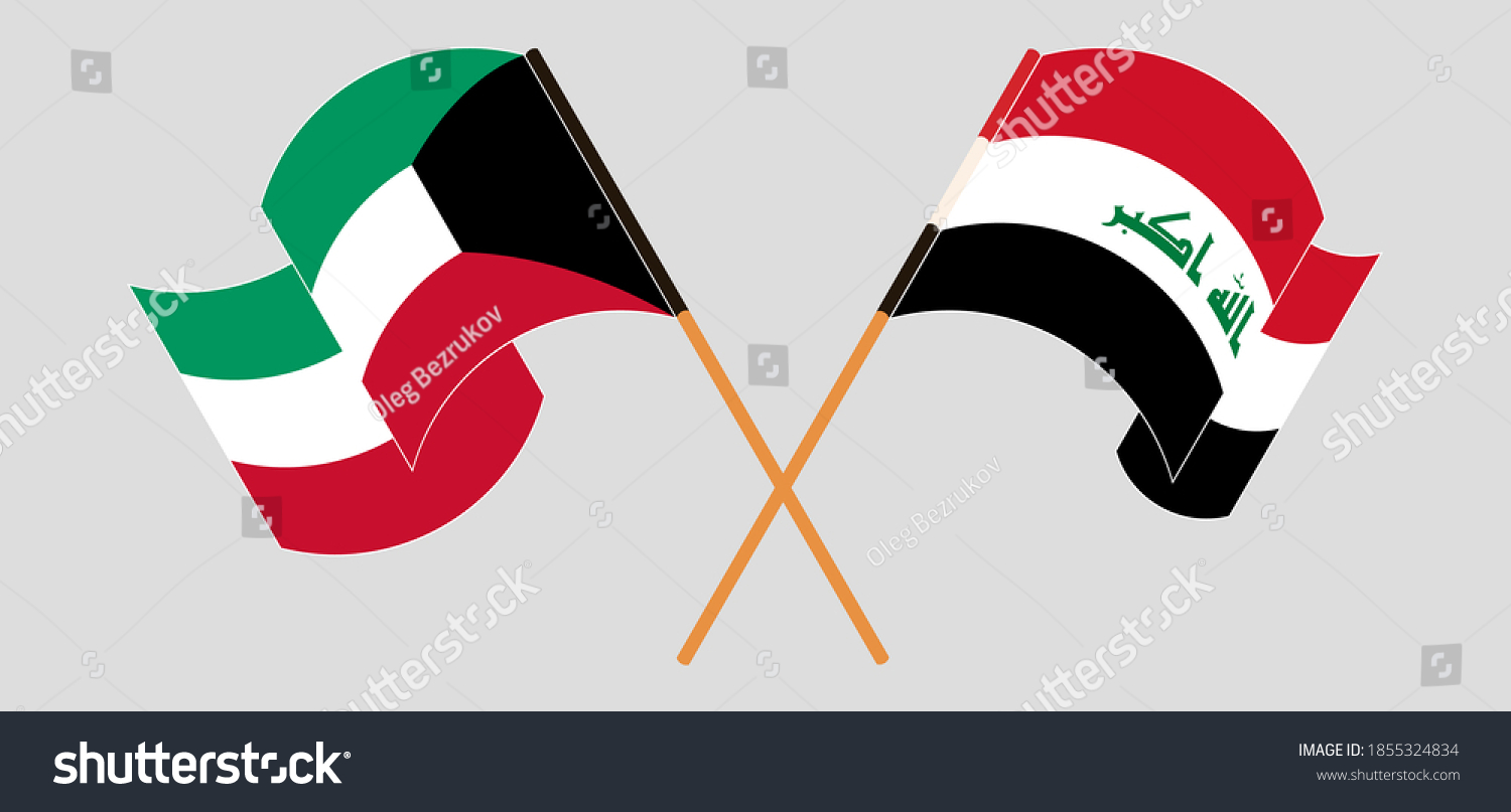 Crossed and waving flags of Kuwait and Iraq - Royalty Free Stock Vector ...