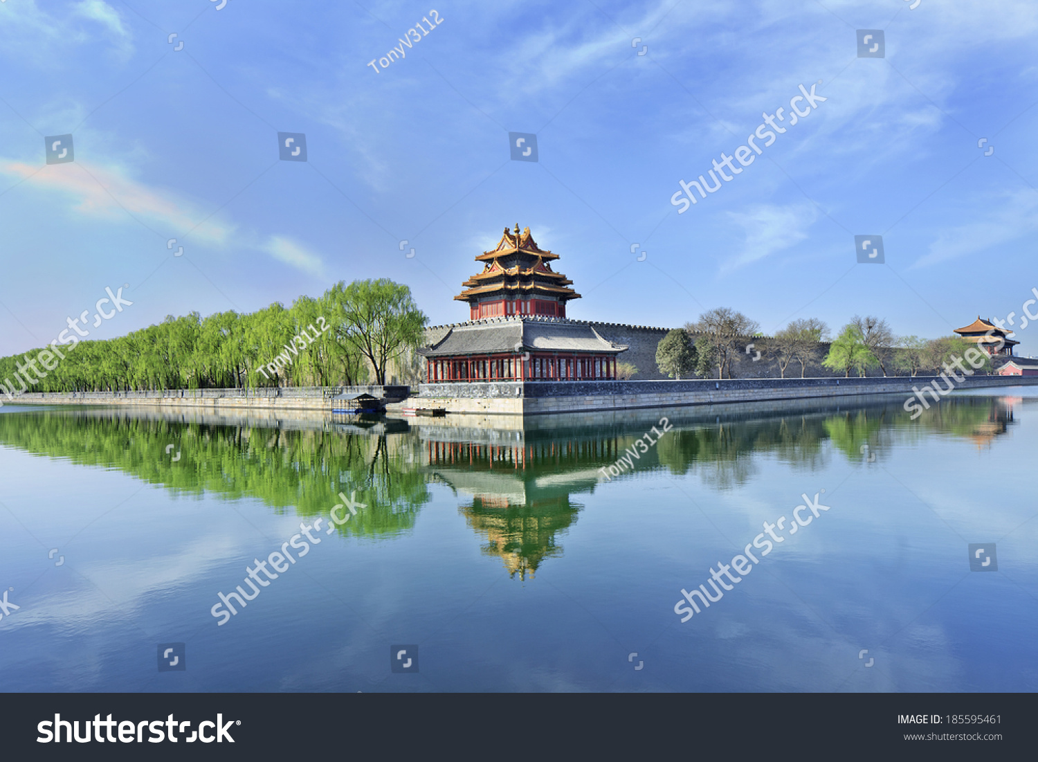 World Heritage Site Beijing Forbidden City reflected in its canal. #185595461